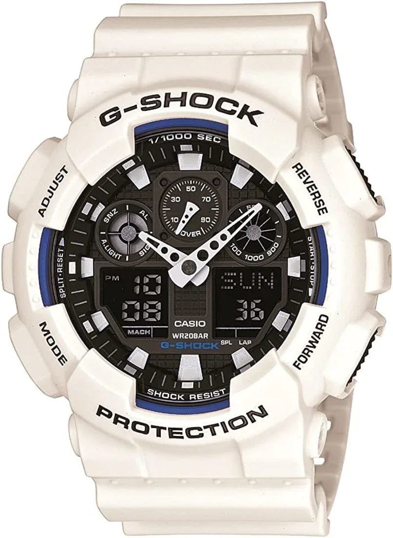 Casio Men'S GA-100 XL Series G-Shock Quartz 200M WR Shock Resistant Watch White/Black