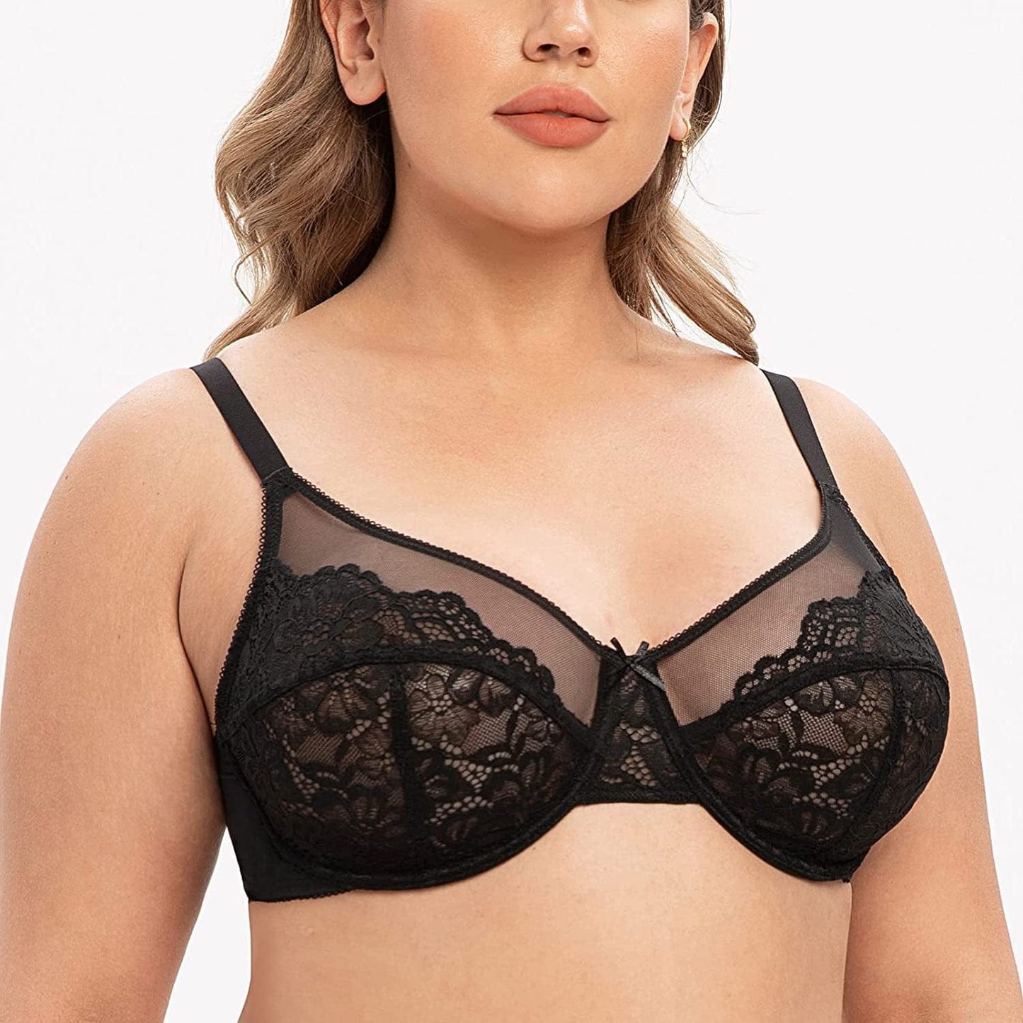 CASOLACE Women'S plus Size Sexy Lace Full Coverage Unlined Minimizer Underwire Bra