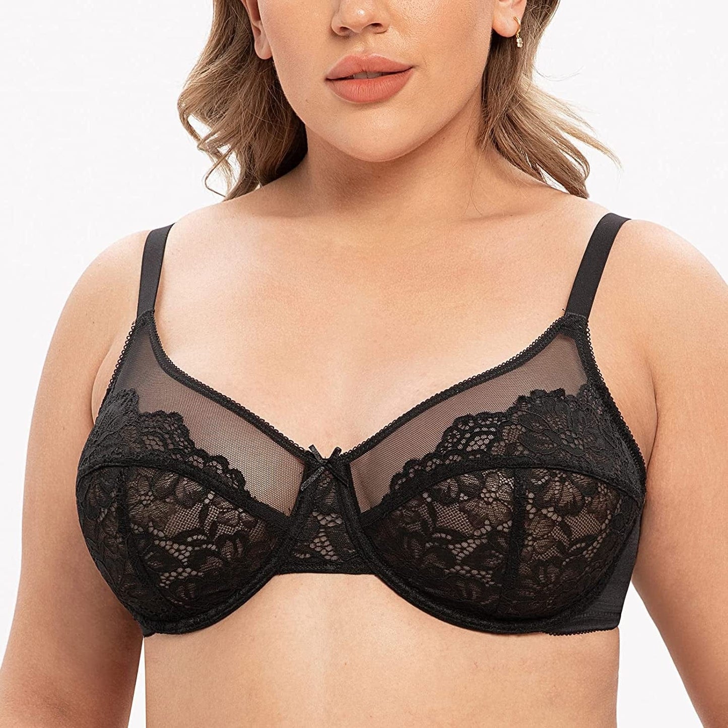 CASOLACE Women'S plus Size Sexy Lace Full Coverage Unlined Minimizer Underwire Bra