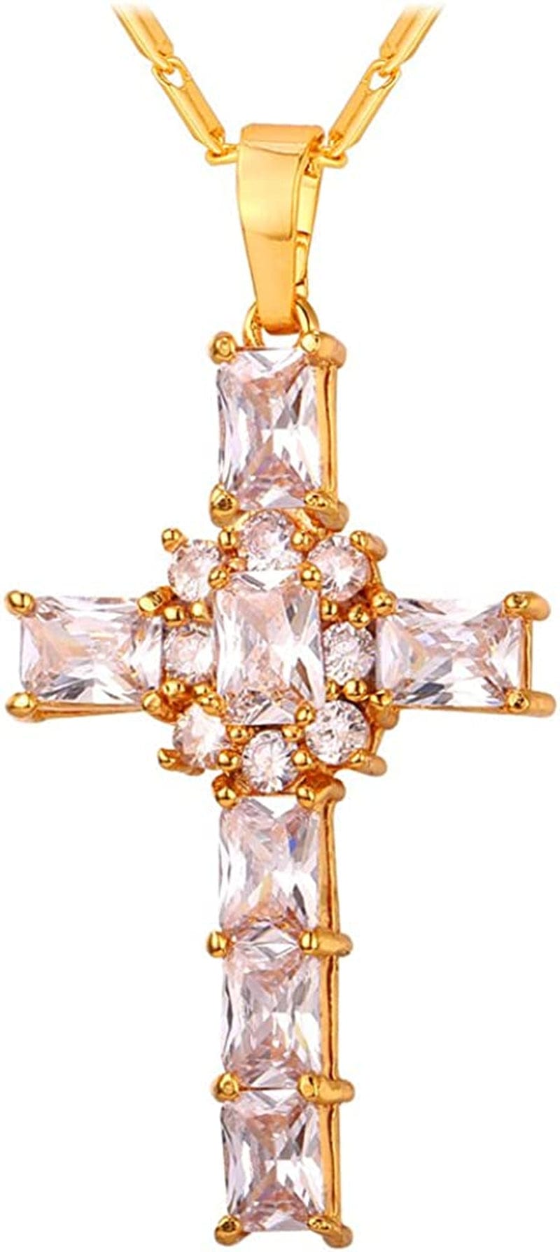 Catholic Gift Stainless Steel 18K Gold Plated Coin Medal/Crucifix Cross/Virgin Mary/Rosary Necklaces for Women Men E.Latin Cross-White & Platinum