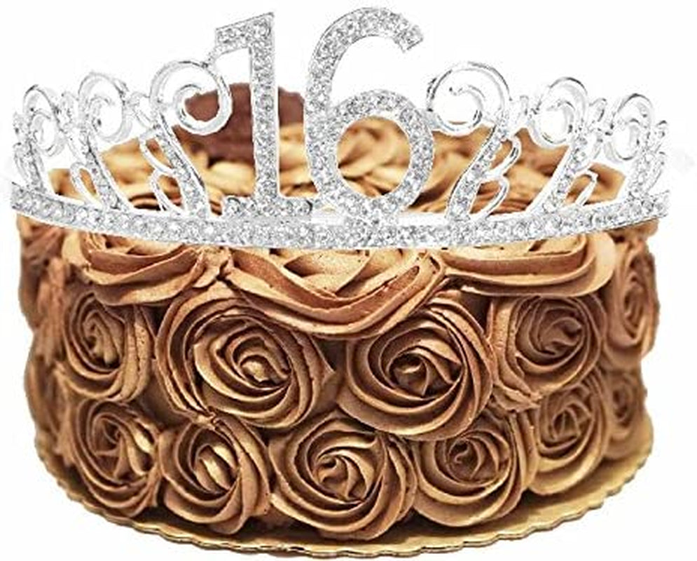 MEANT2TOBE 16Th Birthday Sash and Tiara for Girls - Fabulous Set: Glitter Sash + Floating Heart Rhinestone Silver Premium Metal Tiara, 16Th Birthday Gifts for Sweet 16 Birthday Party Apparel & Accessories > Clothing Accessories > Sashes MEANT2TOBE