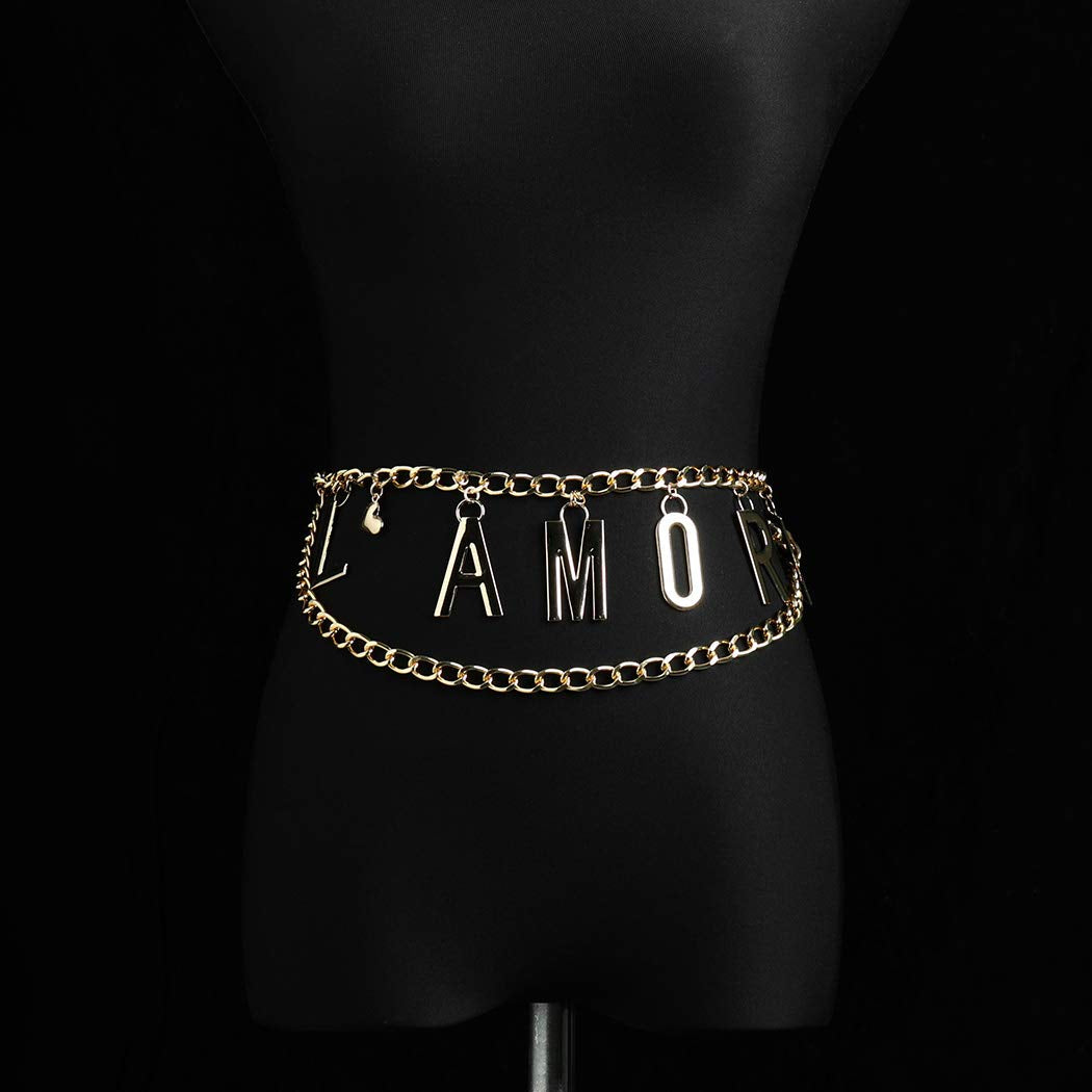 Nicute Layered Body Chain Letters Belly Waist Chains Gold Fashion Beach Body Jewelry for Women and Girls Apparel & Accessories > Jewelry > Body Jewelry Nicute
