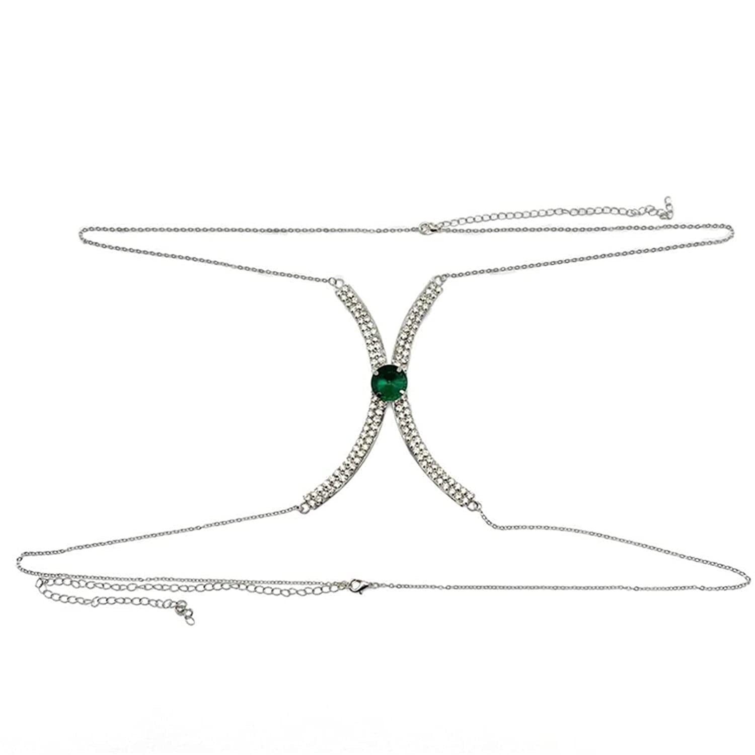 Silver Rhinestone Chest Bracket Bra Chain Body Jewelry Bikini Crystal Body Chain Rhinestone Bra Underwear Chain Sexy Lingerie Chest Chain for Women(Chest Bracket Chain) Apparel & Accessories > Jewelry > Body Jewelry Cusmyre