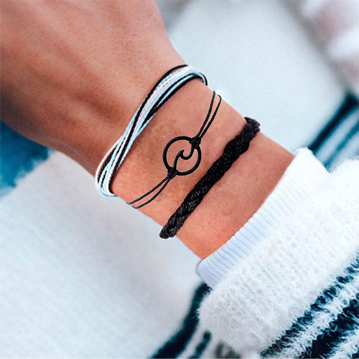 HUASAI Vsco String Bracelets for Teen Girls Women Waterproof Boho Rope Bracelets Wave Surfer Bracelets Summer Beach Anklets Apparel & Accessories > Jewelry > Anklets HUASAI