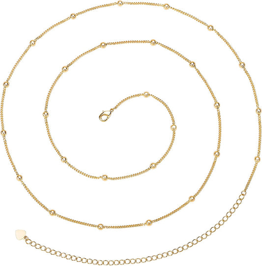 PEARLADA Minimalist Beach Bikini Body Chain 18K Gold Pearl Belly Chain Adjustable Shell Charms Trendy Jewelry Handmade for Women Sexy Waist Chain Apparel & Accessories > Jewelry > Body Jewelry PEARLADA 1. Satellite beads