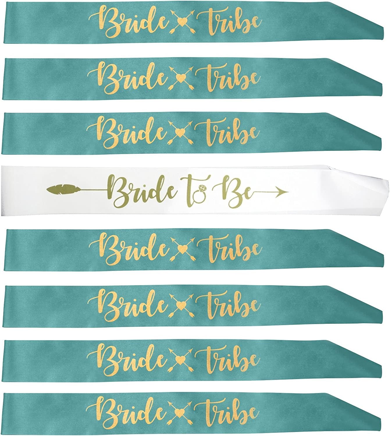 Bachelorettesy Bride Tribe Bridesmaids Sashes - 8 Pack Rose Gold Satin Bachelorette Sashes for Bridal Shower, Bachelorette Parties, Wedding Parties, Girls' Night Out & More! Apparel & Accessories > Clothing Accessories > Sashes Bachelorettesy Mint