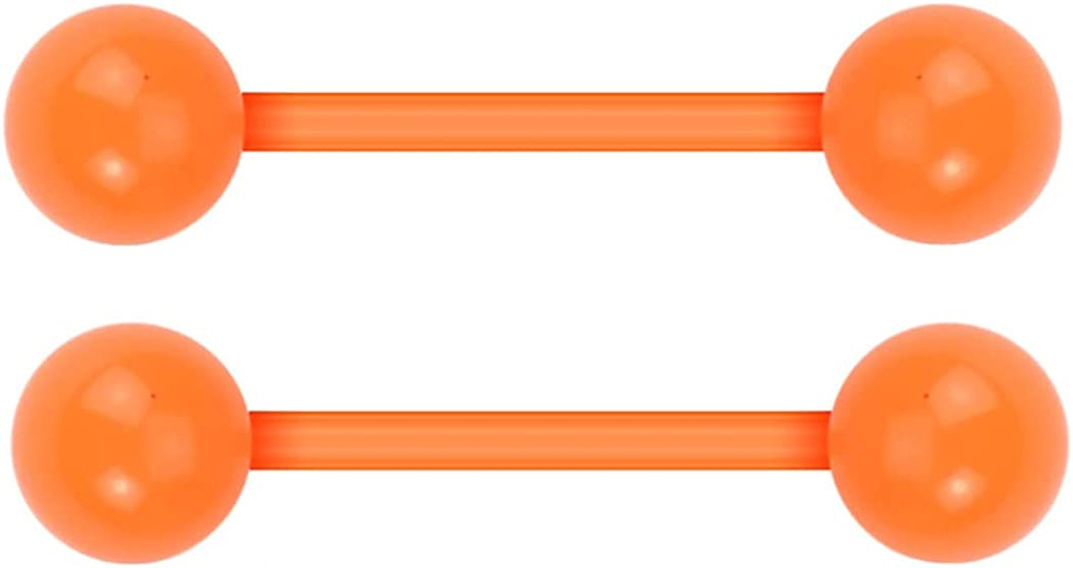 Forbidden Body Jewelry Nipple Rings, Tongue Rings, Nipple Piercing Jewelry, Nipple Jewelry, Flexible Acrylic Barbell Set 14G 16Mm (5/8 Inch) plus Free Bonus Barbell Apparel & Accessories > Jewelry > Body Jewelry Forbidden Body Jewelry Orange