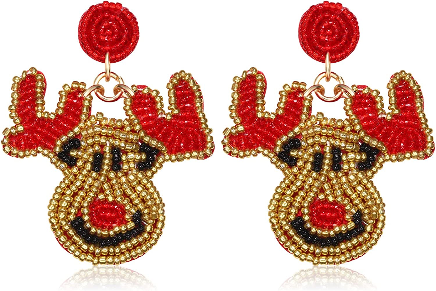 Christmas Earrings for Women Christmas Bead Dangle Earrings Bohemia Handmade Colorful Seed Beaded Drop Earrings Christmas Gifts for Women Girls Apparel & Accessories > Jewelry > Earrings JERTOCLE Christmas Reindeer Earrings
