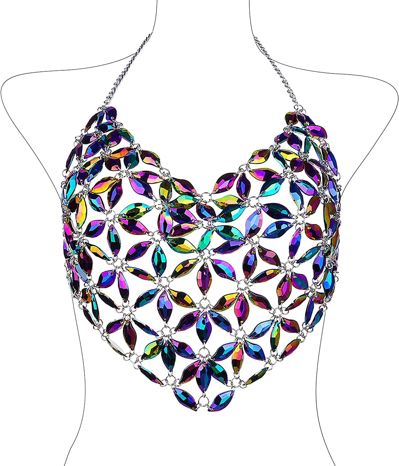 Ccbodily Crystal Body Chain Bra - Womens Fashion Handmade Body Harness Bra Jewelry Accessories for Party Rave Apparel & Accessories > Jewelry > Body Jewelry CCbodily BDC0092