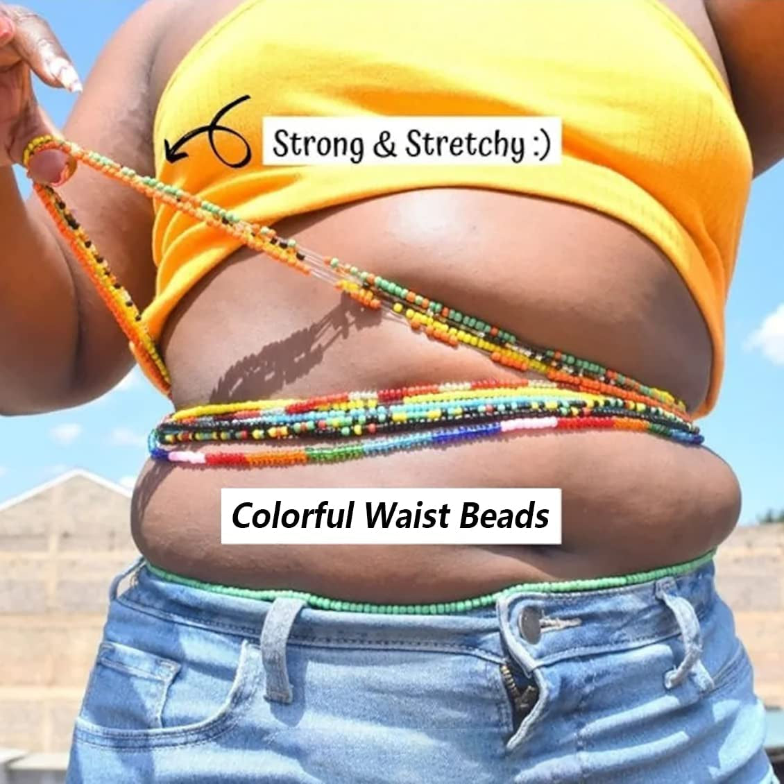 FUNEIA Waist Beads for Women Colorful African Belly Beads for the Waist Bikini Jewelry Chains Bead Waist Chains Set Apparel & Accessories > Jewelry > Body Jewelry FUNEIA
