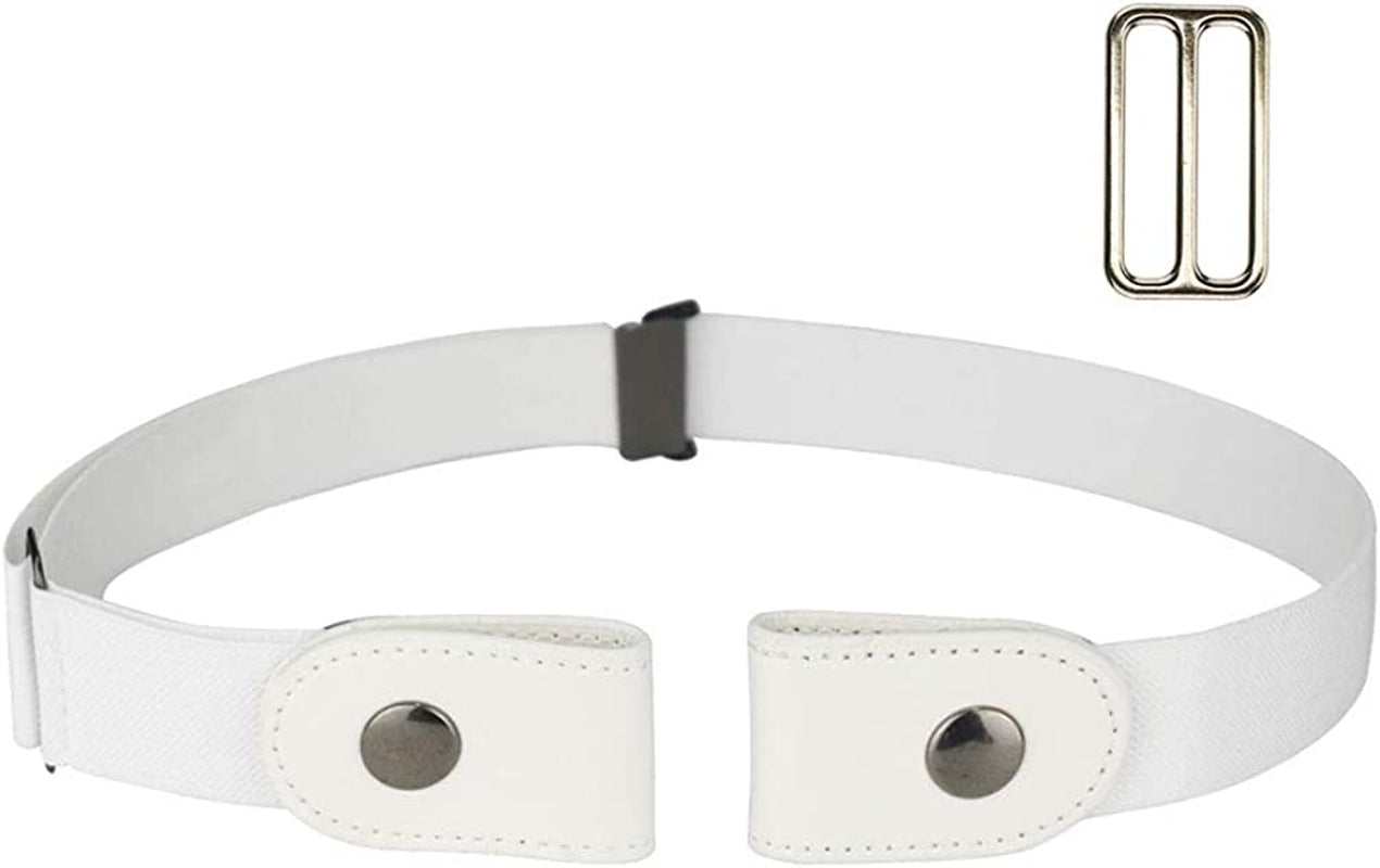 No Buckle Stretch Belt for Women/Men Invisible Elastic Buckle Free Belts Apparel & Accessories > Clothing Accessories > Belts macoking White Waist 24"-48"