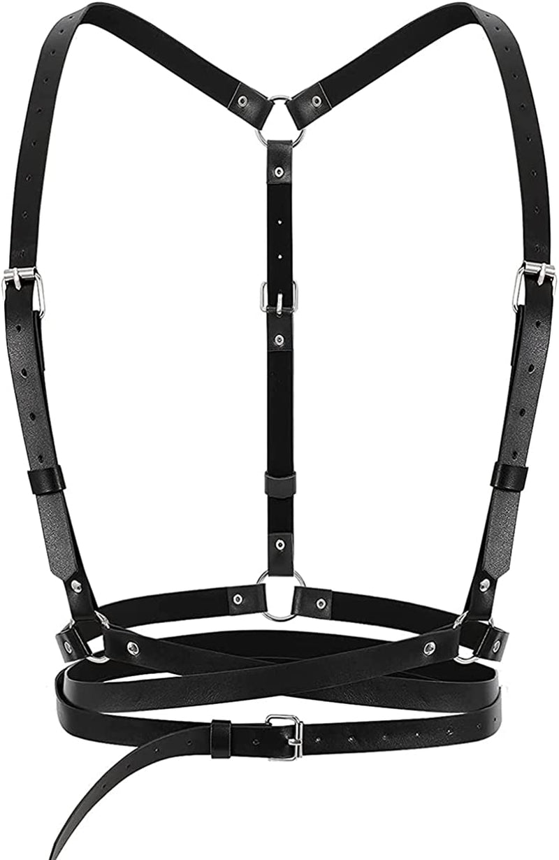 Punk Body Belt Adjustable Black Fashion Body Chain Body Accessory Jewelry for Women and Girls Apparel & Accessories > Jewelry > Body Jewelry LISBLIER Womens Waist