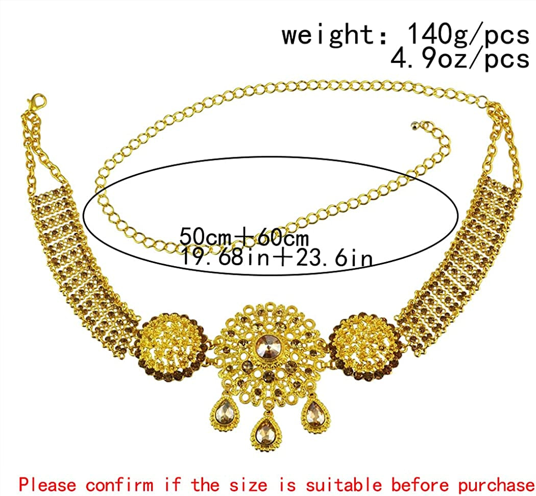 Idealway Indian Style 14 K Gold Plated Crystal Flower Turquoise Waist Belly Chains Dancing Beach Belt Body Jewelry Apparel & Accessories > Jewelry > Body Jewelry idealway