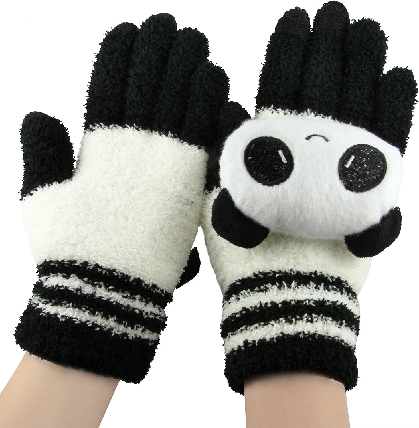 Cute Panda Winter Wool Touchscreen Gloves for Women Girls Windproof Warm Knit Texting Gloves Mittens Gift for Christmas Day Apparel & Accessories > Clothing Accessories > Gloves & Mittens FakeFace
