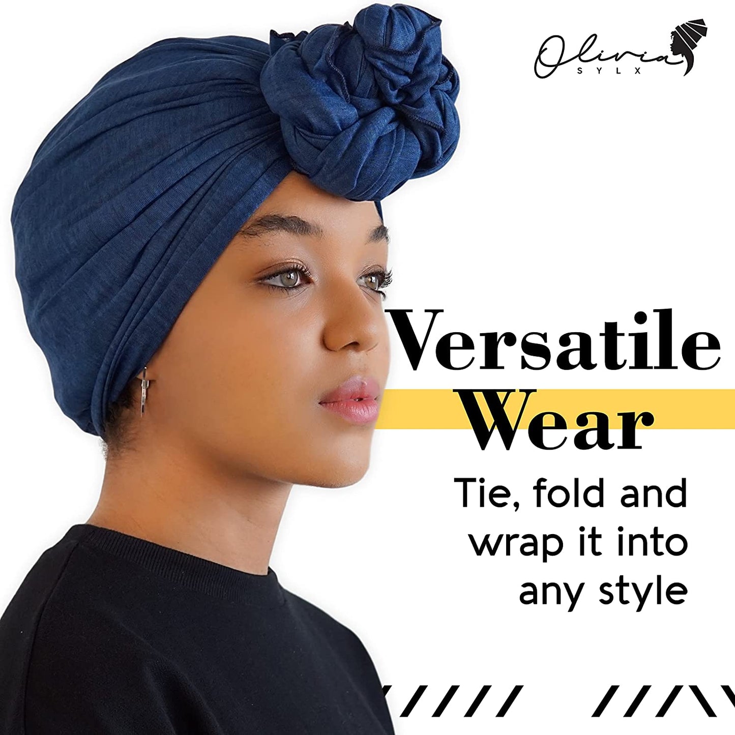Head Wrap for Black Women - African Hair Wrap & Hair Scarf - Jersey Hair Turbans for Women - Soft & Breathable Headwrap Apparel & Accessories > Clothing Accessories > Bandanas & Headties Olivia Sylx
