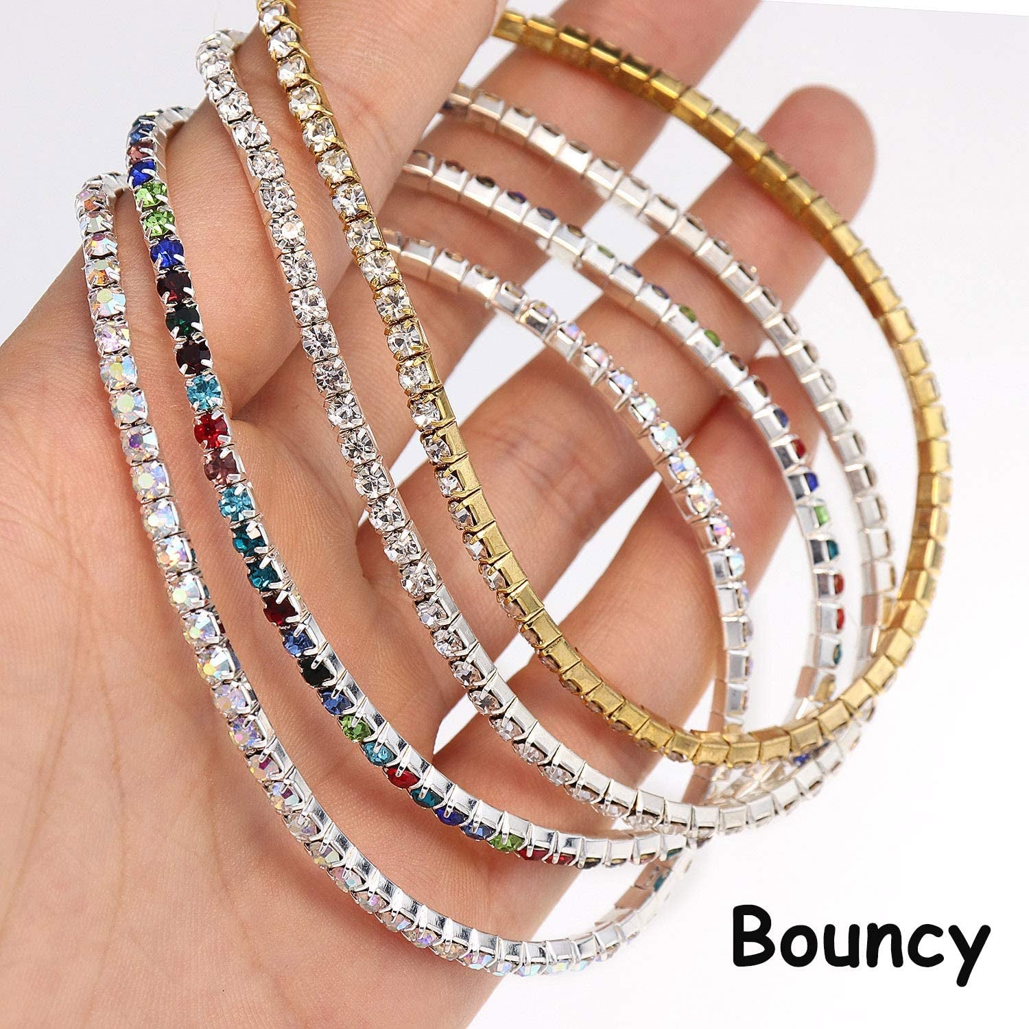 Suyi Crystal Ankle Bracelet for Women 4Pcs Diamond Tennis Stretch Anklets Elastic Foot Chain Apparel & Accessories > Jewelry > Anklets Suyi