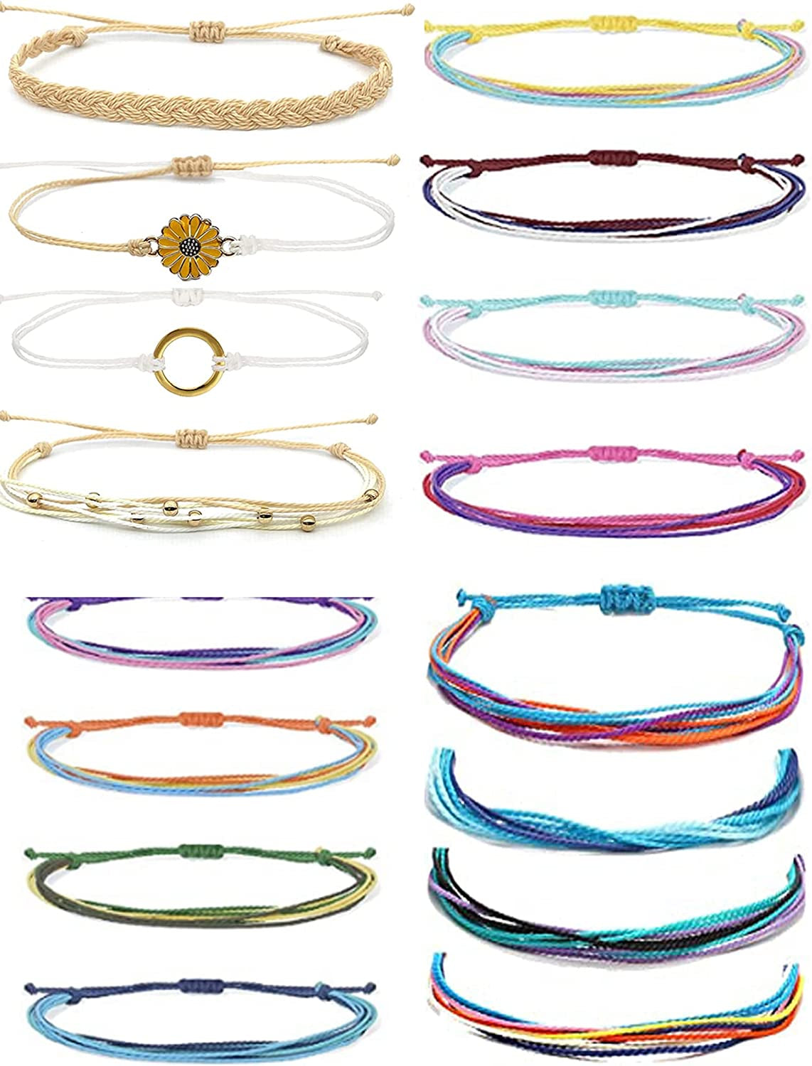 Long Tiantian Wave Bracelets for Teen Girls Cute Boho Braided String Beach Ocean Bracelet for Women Summer Jewelry Gift Apparel & Accessories > Jewelry > Anklets Long tiantian I