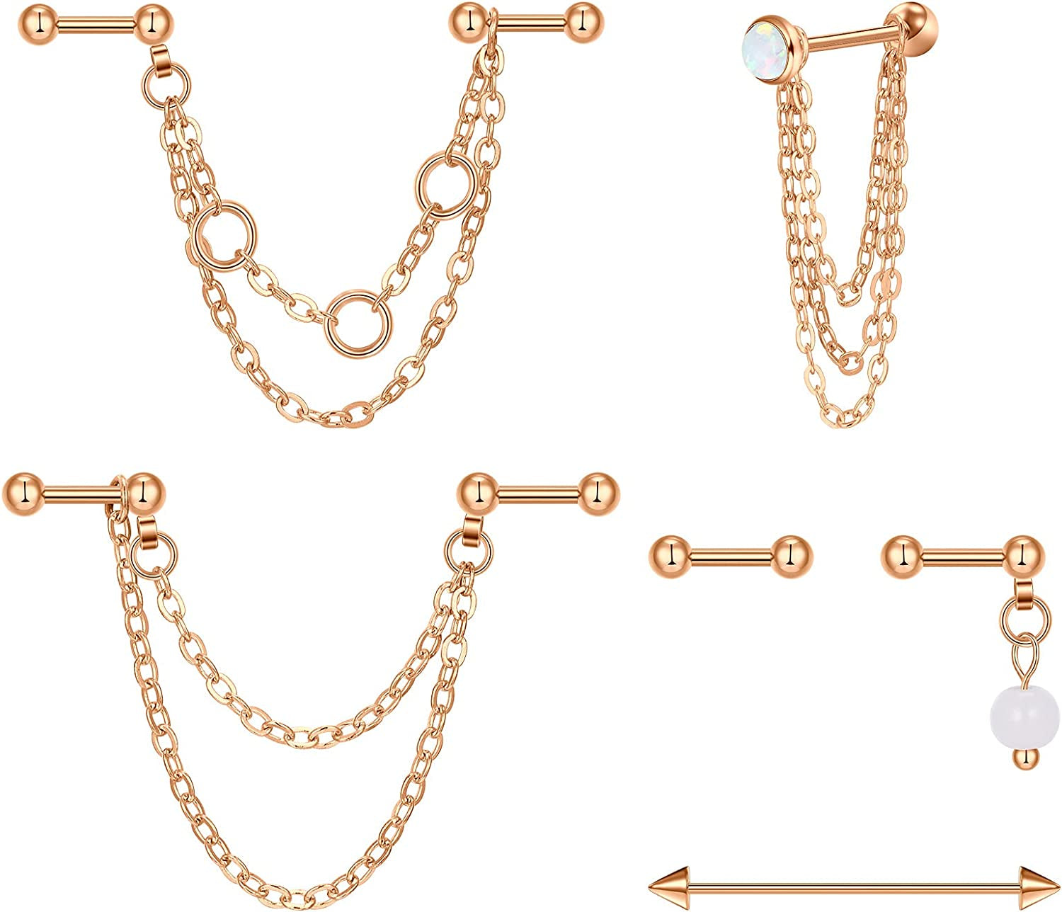 QWALIT Industrial Piercing Jewelry Industrial Piercing Industrial Earrings for Women Men 16G 14G Industrial Barbell Surgical Stainless Steel Scaffold Industrial Bar Piercing Iindustrial Bar Apparel & Accessories > Jewelry > Body Jewelry QWALIT E12: 16g - rose gold