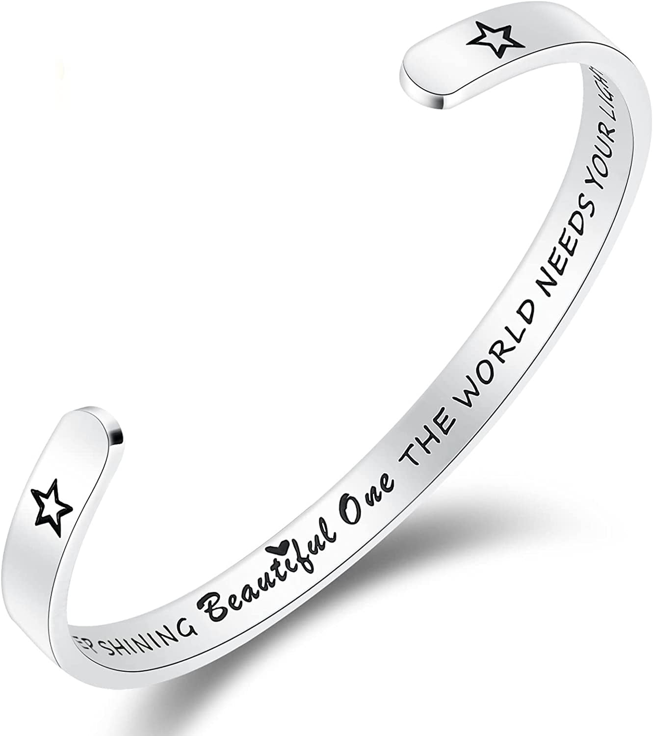 THEMEROL Meaningful Bracelet for Girls Women with Gift Box Birthday Gift for Daughter Sister Mother Best Friend Personalized Mantra Quote Jewelry Gift for Her Apparel & Accessories > Jewelry > Bracelets THEMEROL Keep shining beautiful one the world needs your light