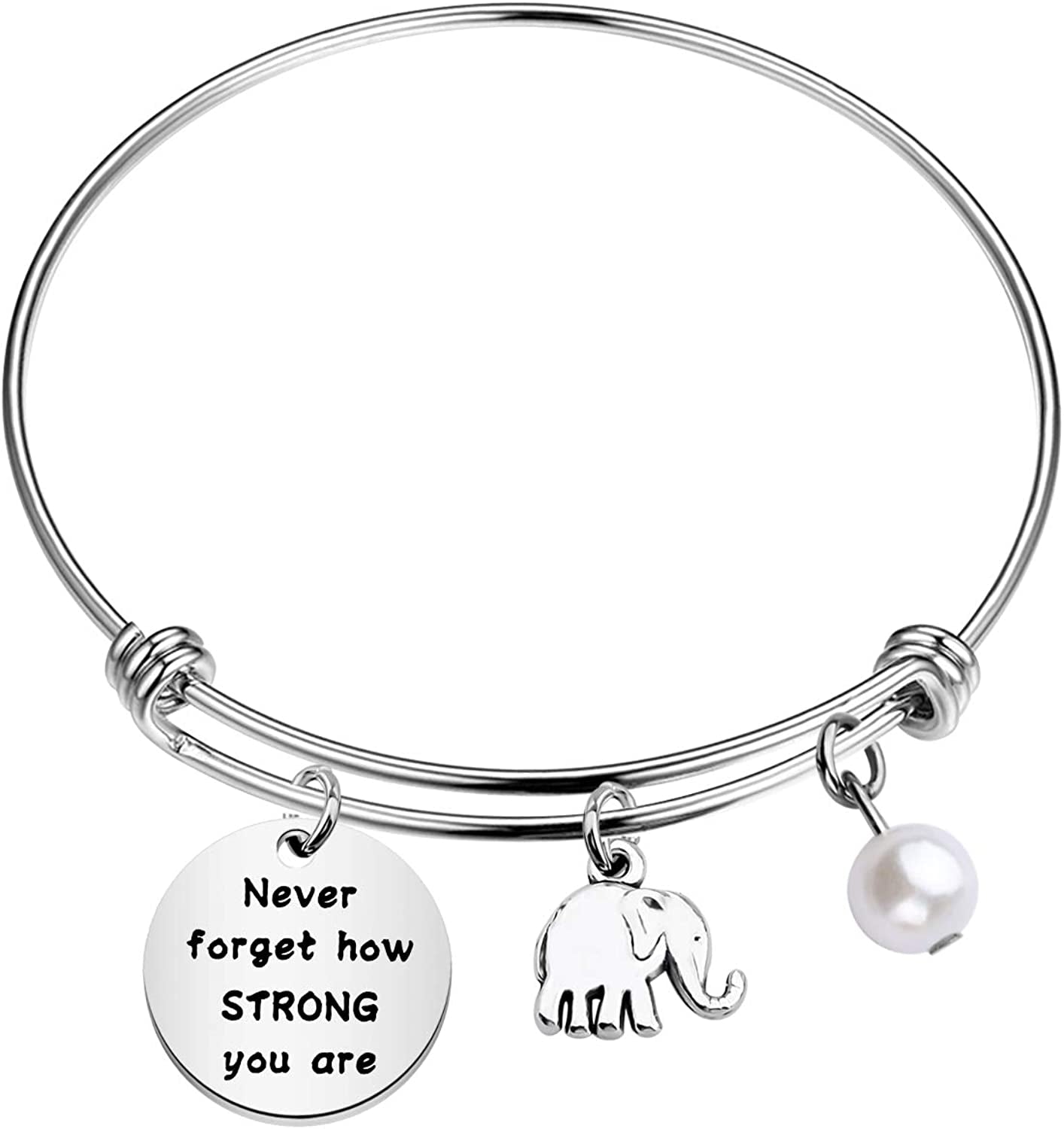 MYOSPARK Elephant Keychain Don'T Forget How Strong You Are Inspirational Gift for Graduate Elephant Lovers Apparel & Accessories > Jewelry > Necklaces MYOSPARK Elephant Bracelet 2