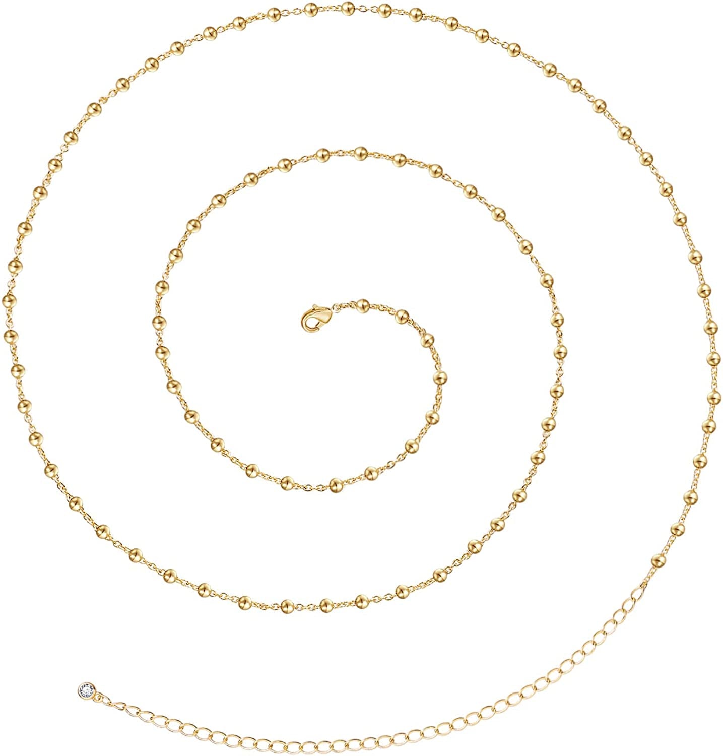 Kissyan Bikini Body Chains for Women, 14K Gold Adjustable Sexy Waist Chain Summer Beach Colorful Cuban Link Pearl Evil Eyes Belly Chain Handmade Jewelry Apparel & Accessories > Jewelry > Body Jewelry KissYan Gold-satellite beads