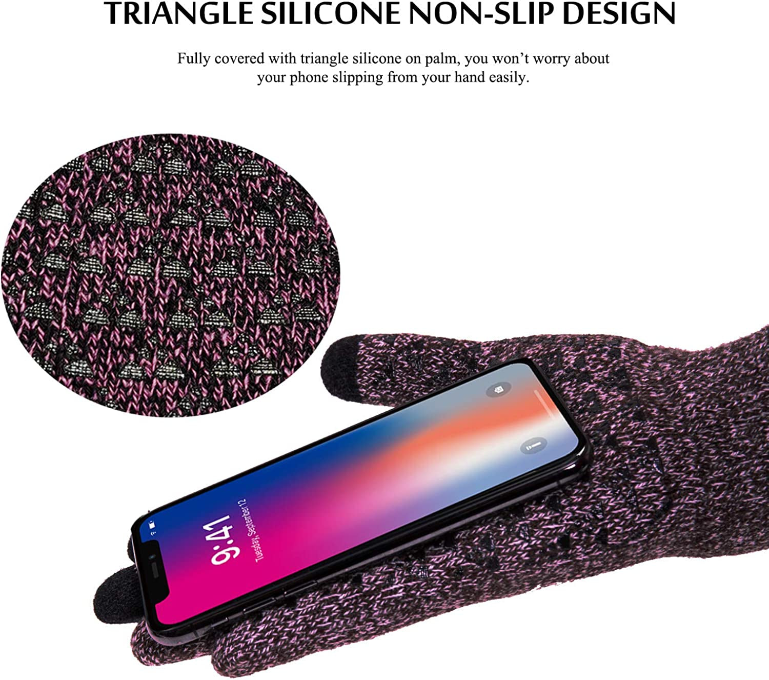 TRENDOUX Winter Gloves for Men Women - Upgraded Touch Screen Anti-Slip Silicone Gel - Elastic Cuff - Thermal Soft Knit Lining Apparel & Accessories > Clothing Accessories > Gloves & Mittens TRENDOUX