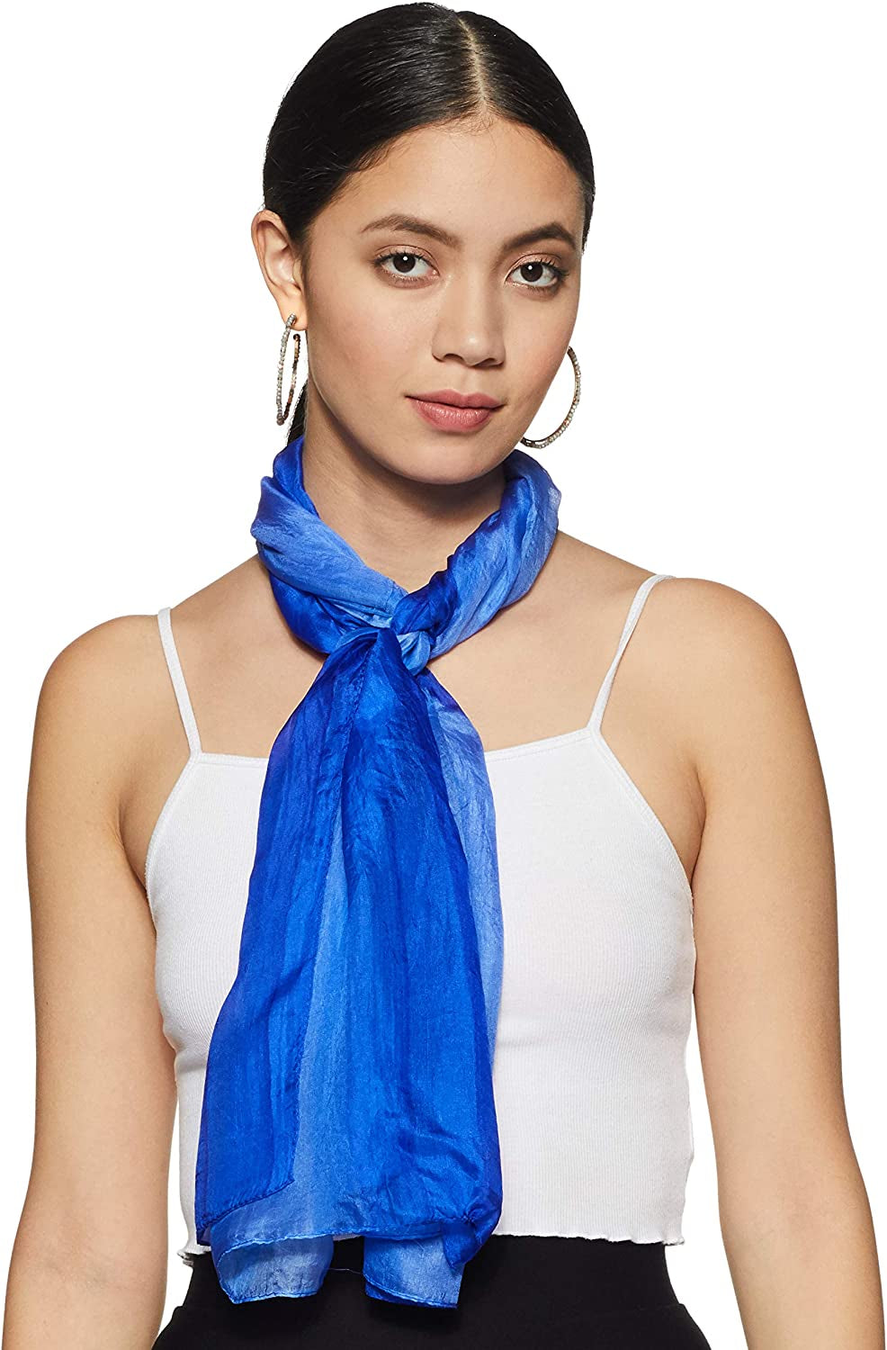 Stylore 100% Silk Scarf Long Lightweight Sunscreen Shawl Wrap Scarves Apparel & Accessories > Clothing Accessories > Scarves & Shawls Stylore Stripe Blue