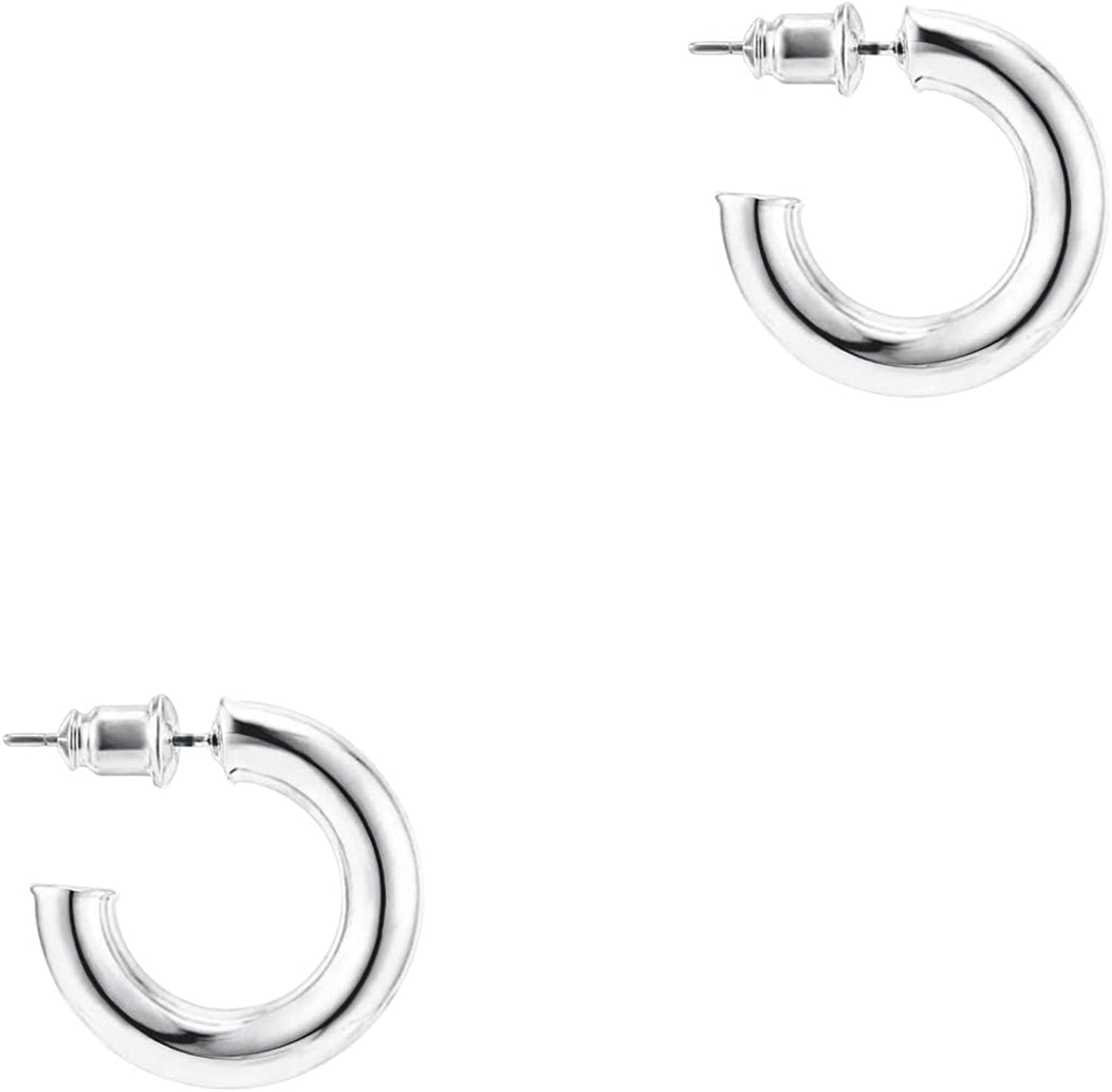 PAVOI 14K Gold Colored Lightweight Chunky Open Hoops | Gold Hoop Earrings for Women Apparel & Accessories > Jewelry > Earrings PAVOI White Gold Vermeil 20 MM