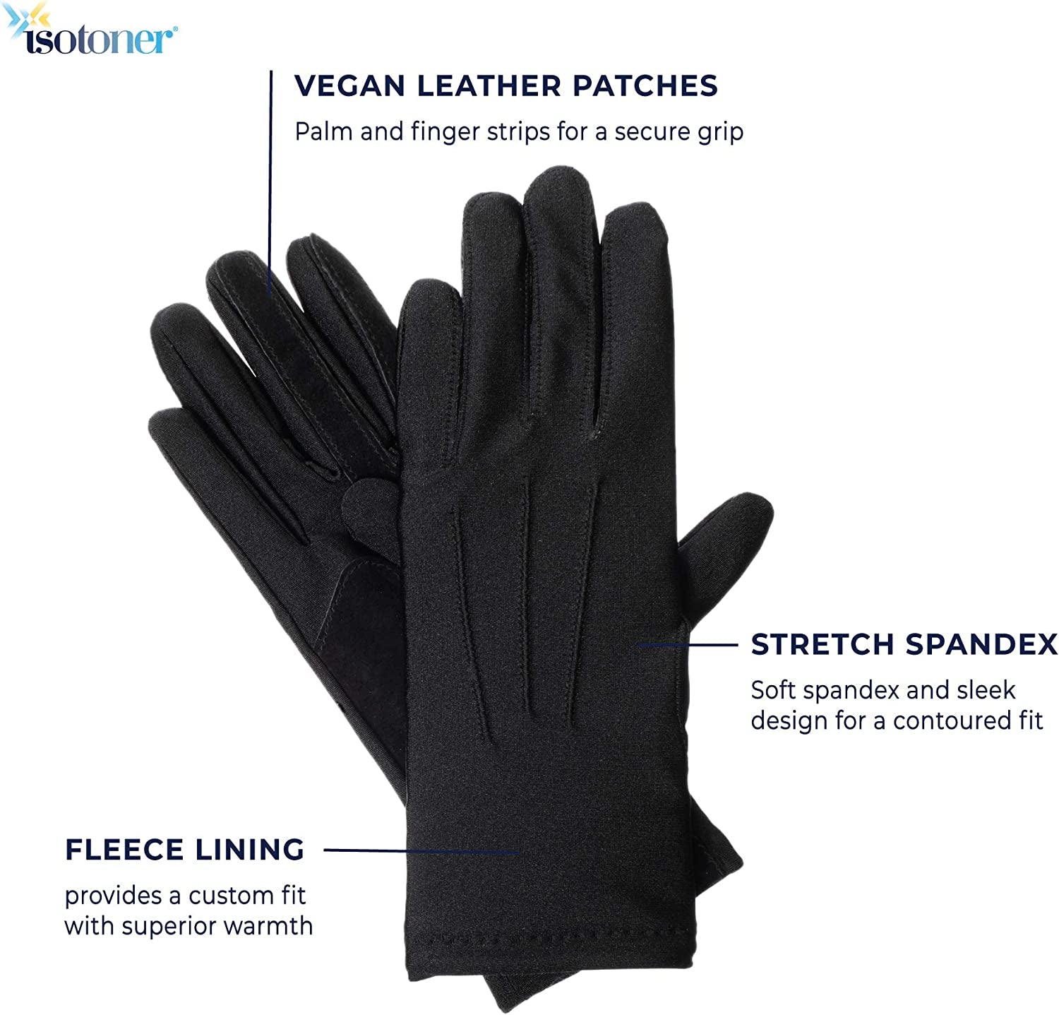Isotoner Women'S Spandex Cold Weather Stretch Gloves with Warm Fleece Lining Apparel & Accessories > Clothing Accessories > Gloves & Mittens Isotoner