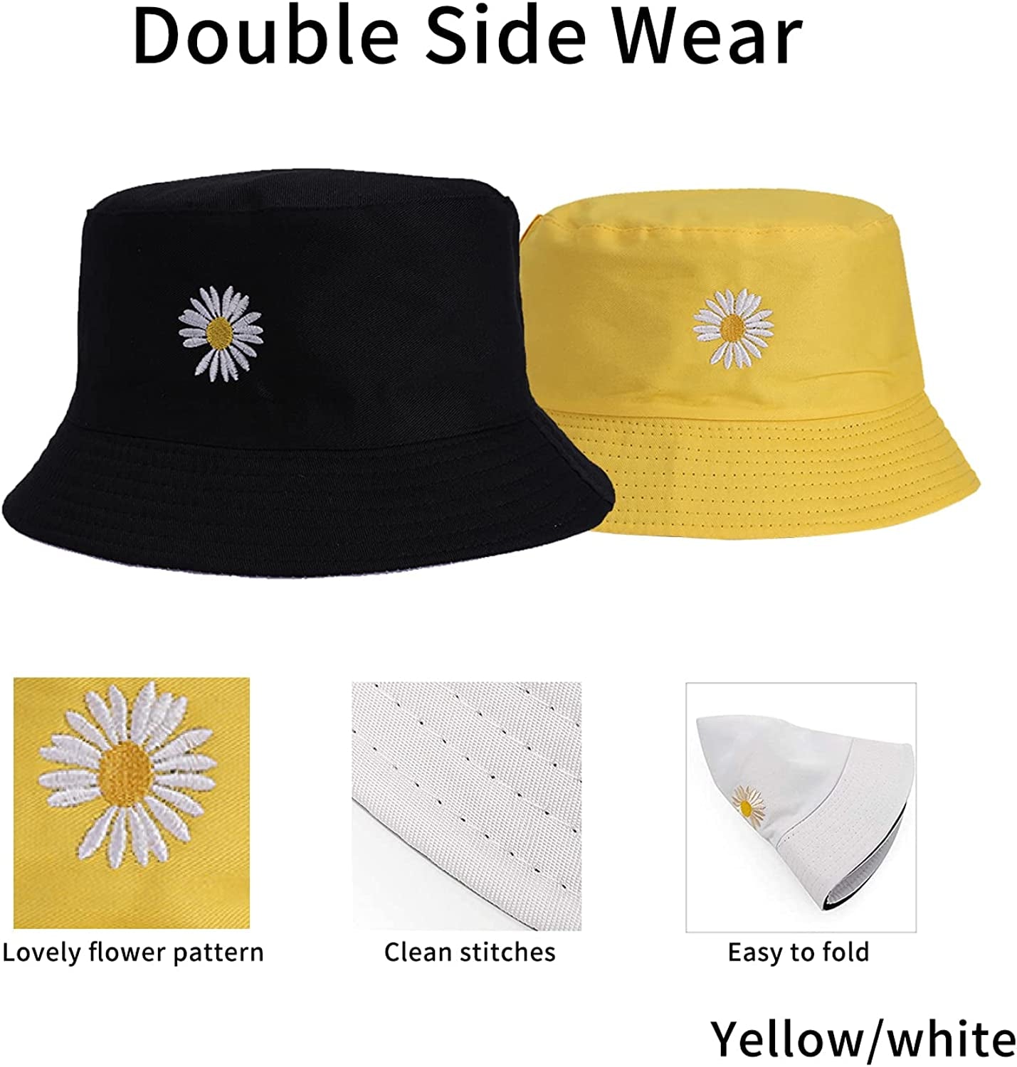 Bucket Hat for Women Printed Reversible Mens Cotton UV Protection Sun Hat Caps Packable Apparel & Accessories > Clothing Accessories > Hats Grenf