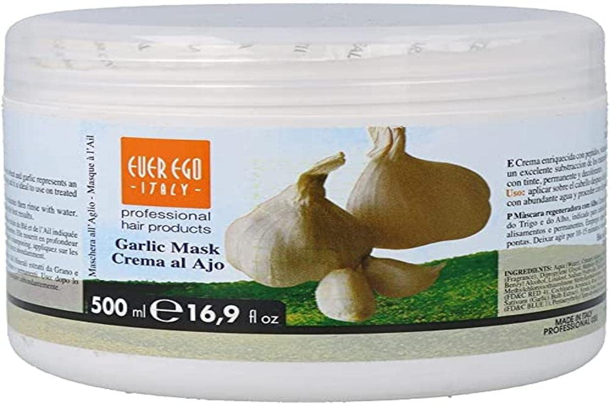 Ever Ego Italy Garlic Mask for Damaged, Bleached or Colored Hair | Repairing and Hydrating Hair Care Product for Men and Women | 1L Tub Health & Beauty > Personal Care > Hair Care Ever Ego Italy 16.9 Fl Oz (Pack of 1)