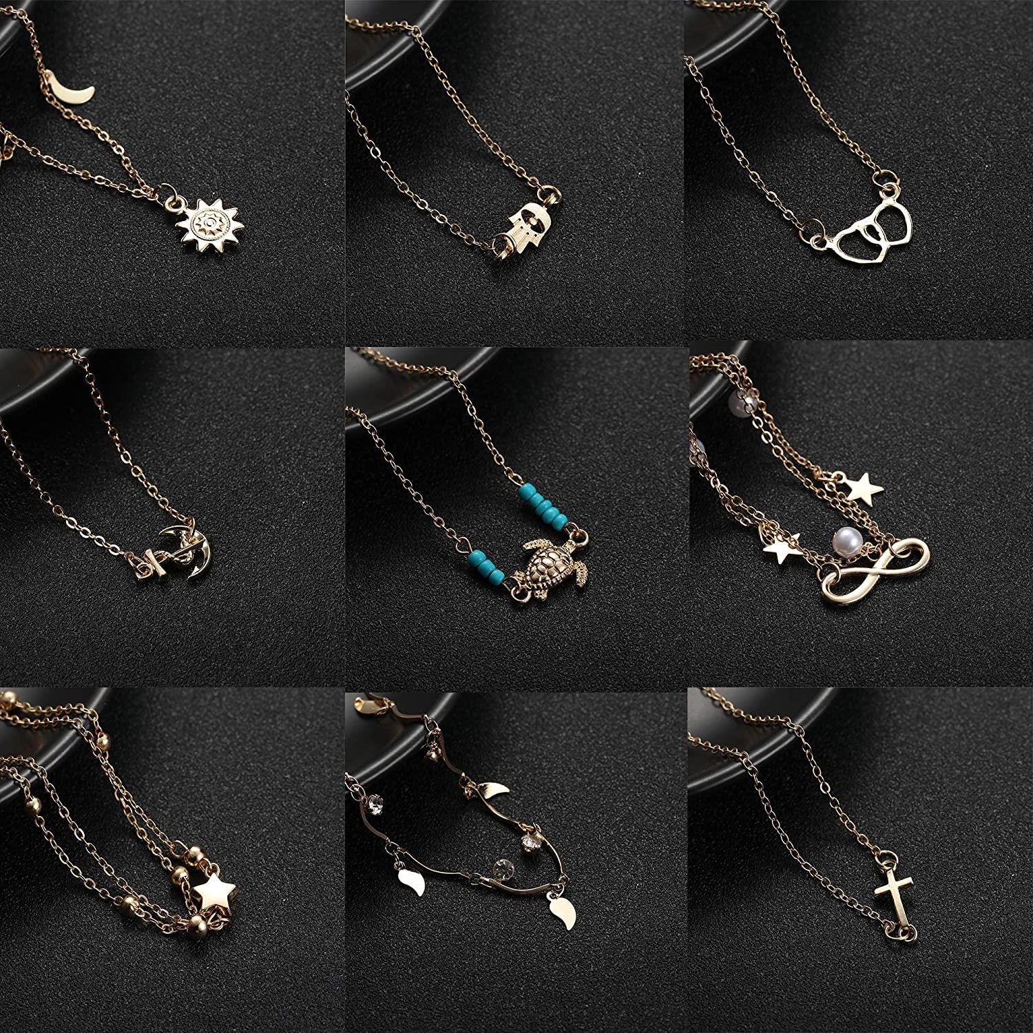 LOYALLOOK 20Pcs Ankle Bracelets for Women Adjustable Beach Anklet Set Star Heart Turtle Infinite Anklets Apparel & Accessories > Jewelry > Anklets LOYALLOOK