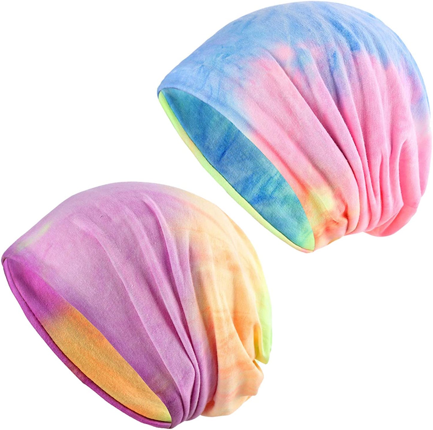 HONENNA Printed Turban Headband Chemo Cap Soft Sleep Beanie Apparel & Accessories > Clothing Accessories > Headwear HONENNA (1pc Purple Blue + 1pc Purple Yellow) / Pack