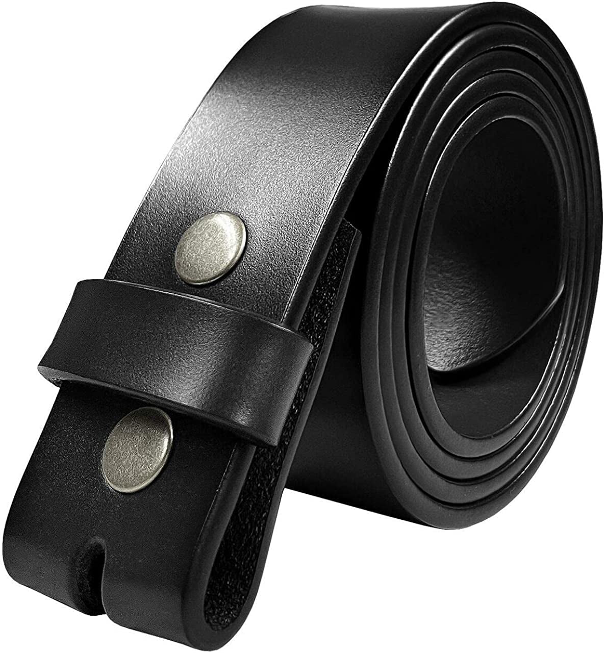 Replacement Belt Strap 100% Genuine Leather Plain Casual Belt Strap with Snaps 1-1/2"(38Mm) Wide Apparel & Accessories > Clothing Accessories > Belts Belts.com Style a - Premium Leather Strap Black 46