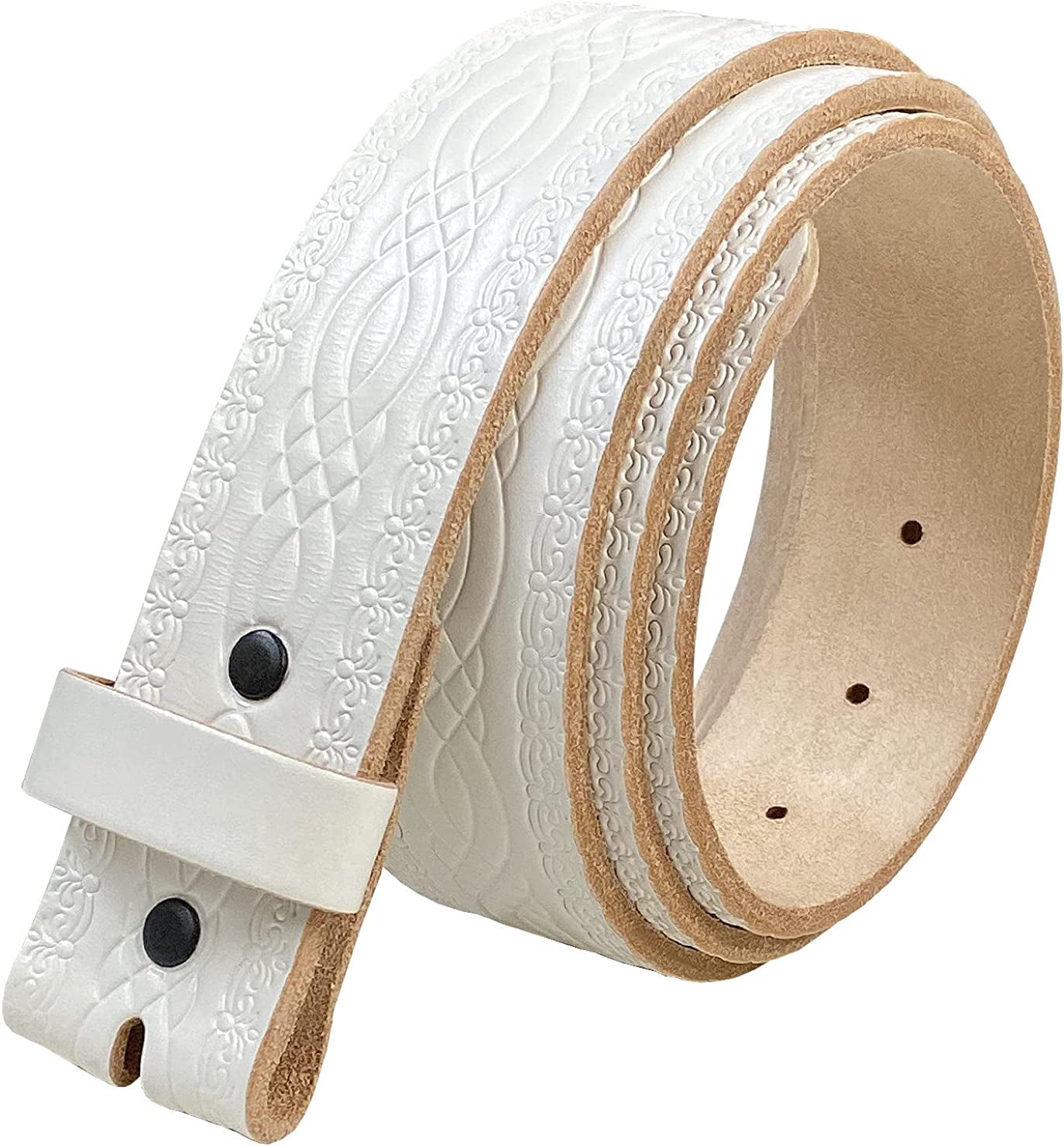 Western Floral Engraved Embossed Tooled Genuine Leather Belt Strap or Belt 1-1/2"(38Mm) Wide, Multi-Style Options Apparel & Accessories > Clothing Accessories > Belts Belts.com Type T85-01 White 36