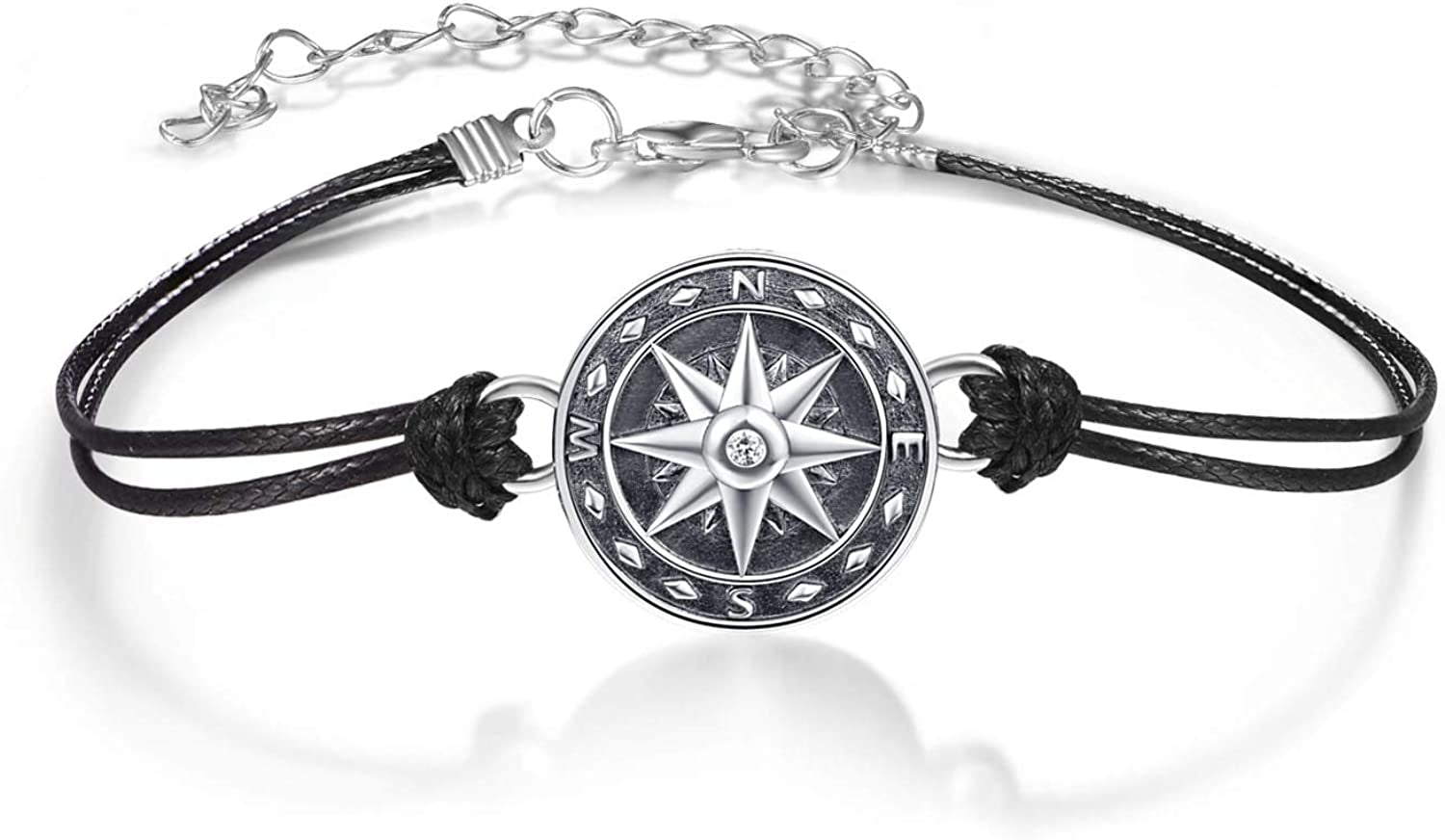 TANGPOET 925 Sterling Silver Anklet Bracelet for Women, Dainty Charm Bracelets Animal Jewelry Birthday Gifts for Mother Daughter Teens Girls Apparel & Accessories > Jewelry > Anklets TANGPOET Compass Bracelet