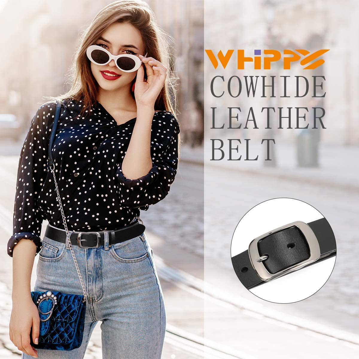Women Leather Belts for Jeans Pants Fashion Dress Belt for Women with Solid Pin Buckle by WHIPPY Apparel & Accessories > Clothing Accessories > Belts WHIPPY