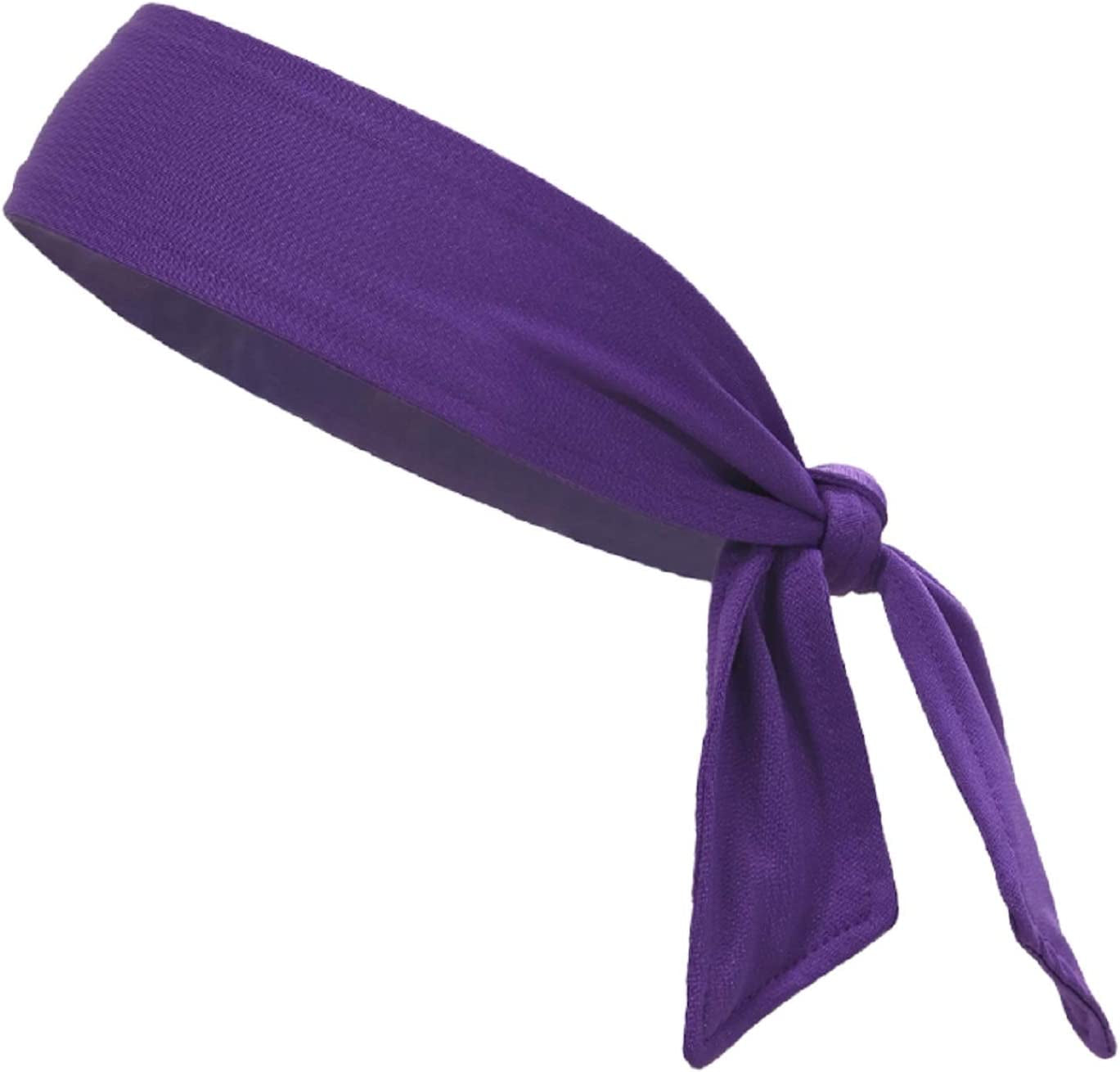 Kenz Laurenz Headbands Tie on Headband for Women Men Running Athletic Hair Head Band Elastic Sports Sweat Basketball Sweatband Stetchy Yoga Workout Sweatbands Adjustable Non-Slip Moisture Wicking Apparel & Accessories > Clothing Accessories > Bandanas & Headties Kenz Laurenz purple
