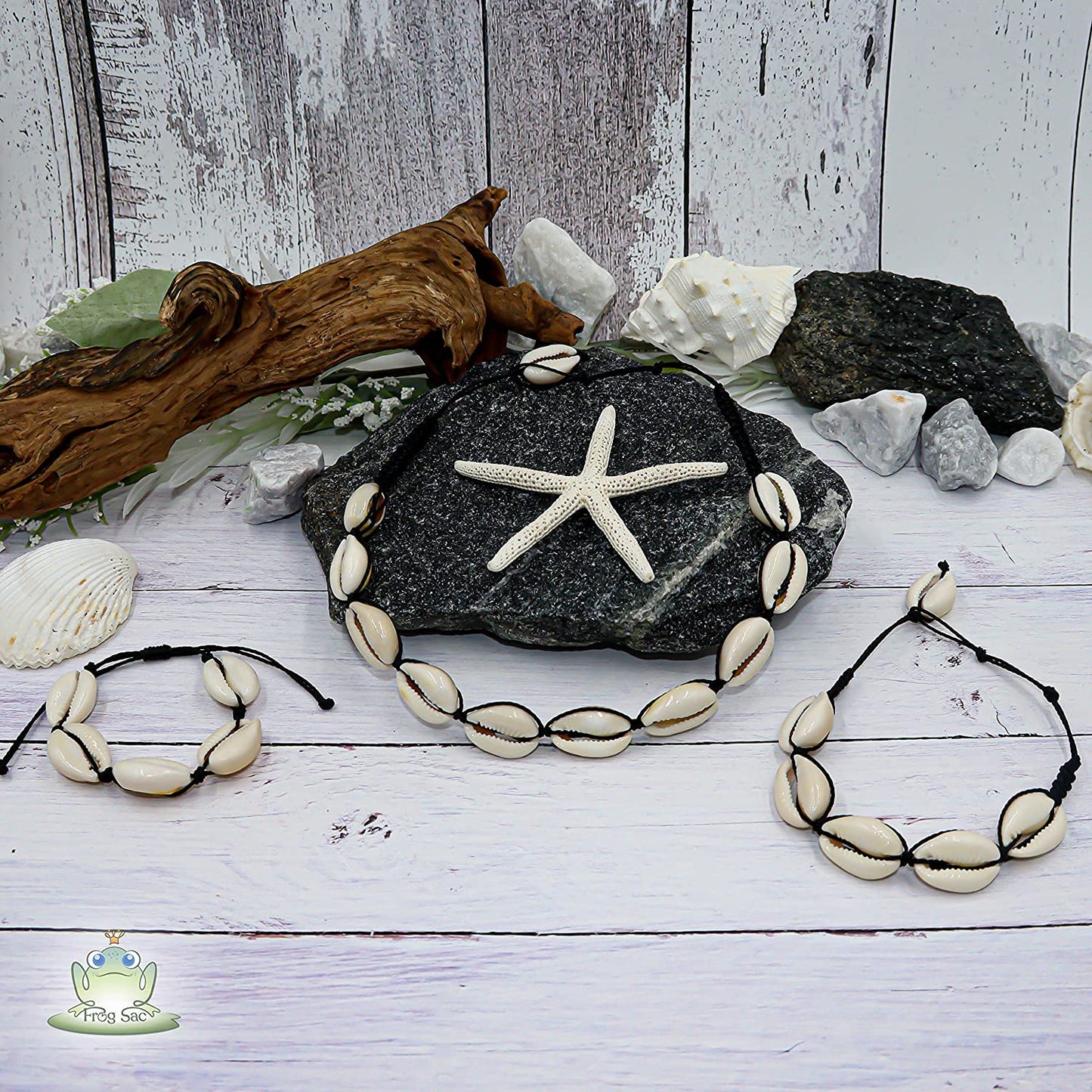 Cowrie Shell Necklace with Matching Seashell Anklet and Bracelet, VSCO Girl Accessories Set for Teen Girls, Aesthetic Beach Jewelry for Women Apparel & Accessories > Jewelry > Anklets KYLIE MAX