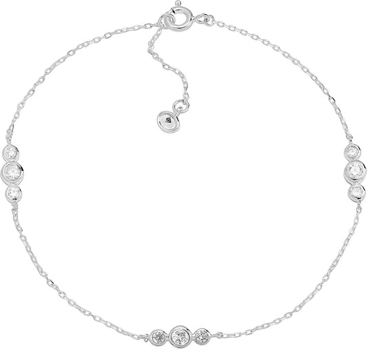 Silpada .925 Sterling Silver Anklet for Women, Cubic Zirconia Ankle Bracelet, Jewelry Gift Idea, Clarity Loll', 9" + 1" Apparel & Accessories > Jewelry > Anklets Richline Group