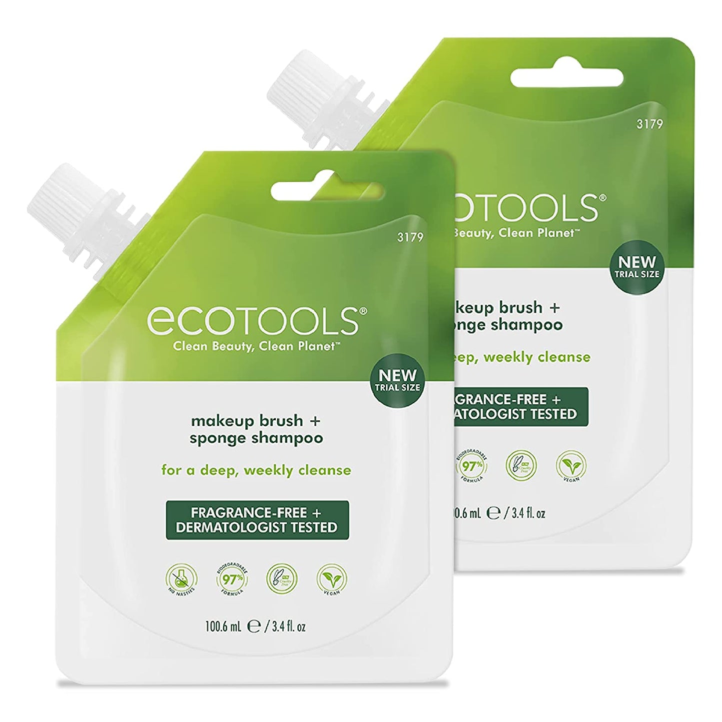 Ecotools Makeup Brush and Sponge Cleansing Shampoo Bundle, Removes Dirt and Oil Impurities from Face Brushes, Hyoallergenic, 6 Fl.Oz./ 177 Ml Each, 2 Count Health & Beauty > Personal Care > Cosmetics > Cosmetic Tools > Makeup Tools EcoTools Travel Size Shampoo, 2 Count