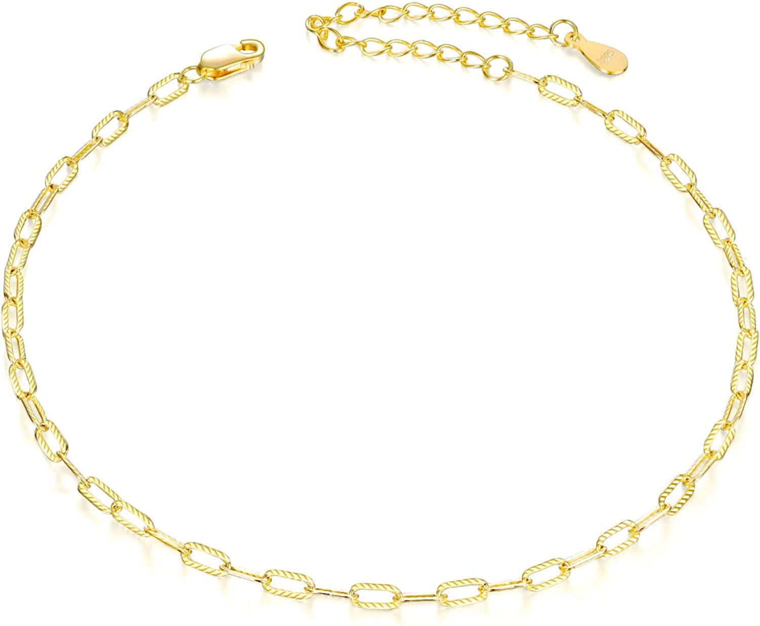 POPLYKE 925 Sterling Silver Infinity/Cross/Mermaid/Starfish/Pearl Anklet for Women Summer Jewelry Apparel & Accessories > Jewelry > Anklets POPLYKE I-Gold Simple Anklet 2