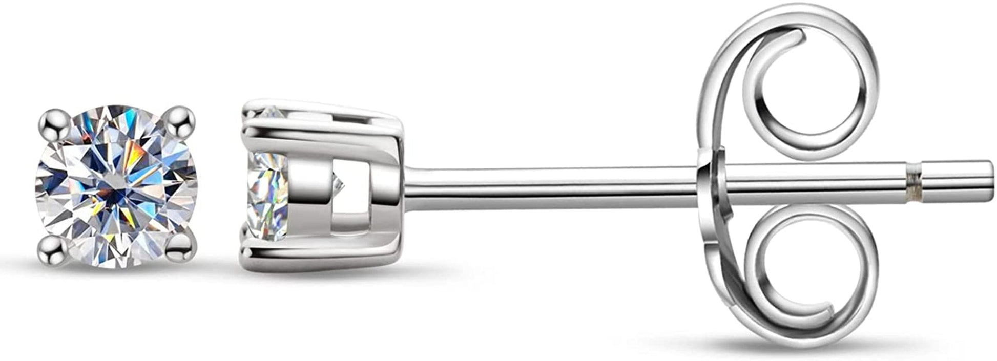 Certified Moissanite Stud Earrings, 3MM to 6.5MM, D Color VVS1, 925 Sterling Silver Earrings, 18K Gold Plated, Earrings for Men Women, 3MM-White