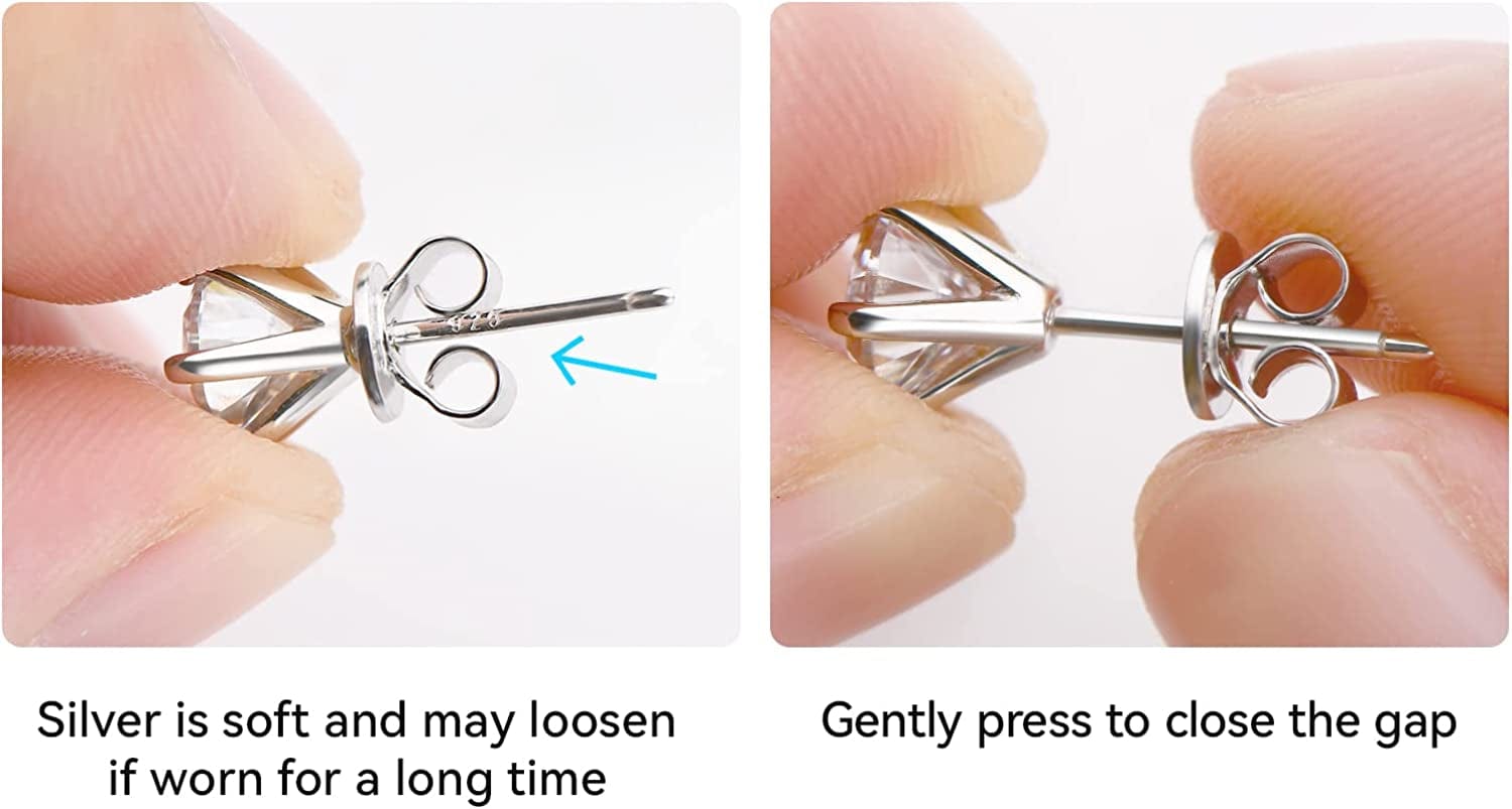 Certified Moissanite Stud Earrings, 3MM to 6.5MM, D Color VVS1, 925 Sterling Silver Earrings, 18K Gold Plated, Earrings for Men Women,