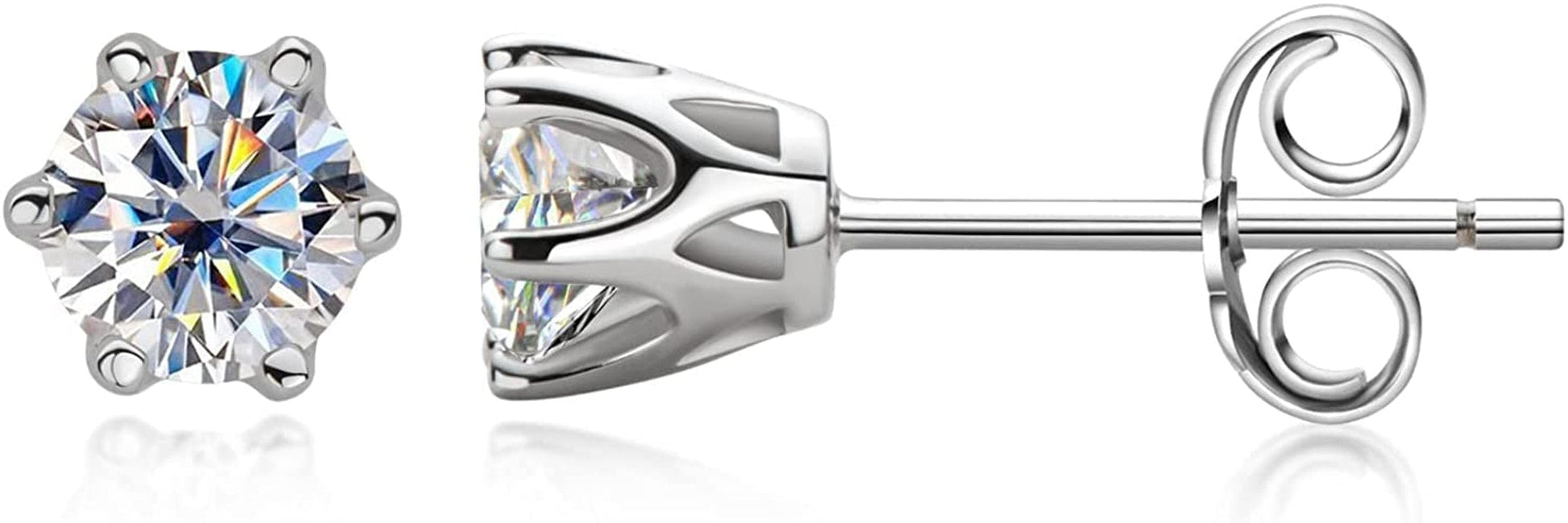 Certified Moissanite Stud Earrings, 3MM to 6.5MM, D Color VVS1, 925 Sterling Silver Earrings, 18K Gold Plated, Earrings for Men Women,