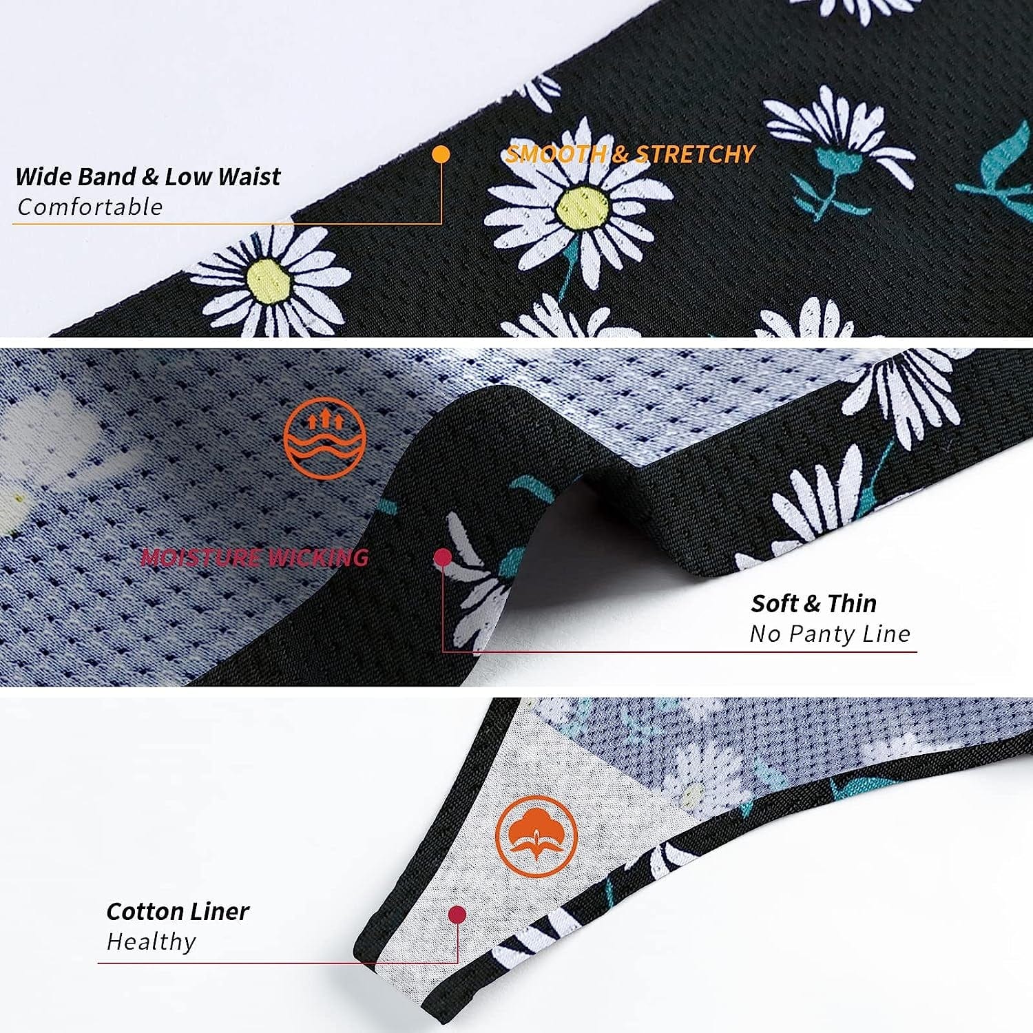 CESEBOO Seamless Thongs for Women Cotton Thongs No Show Underwear Women Invisible Lace Thongs Panties for Women Cheeky