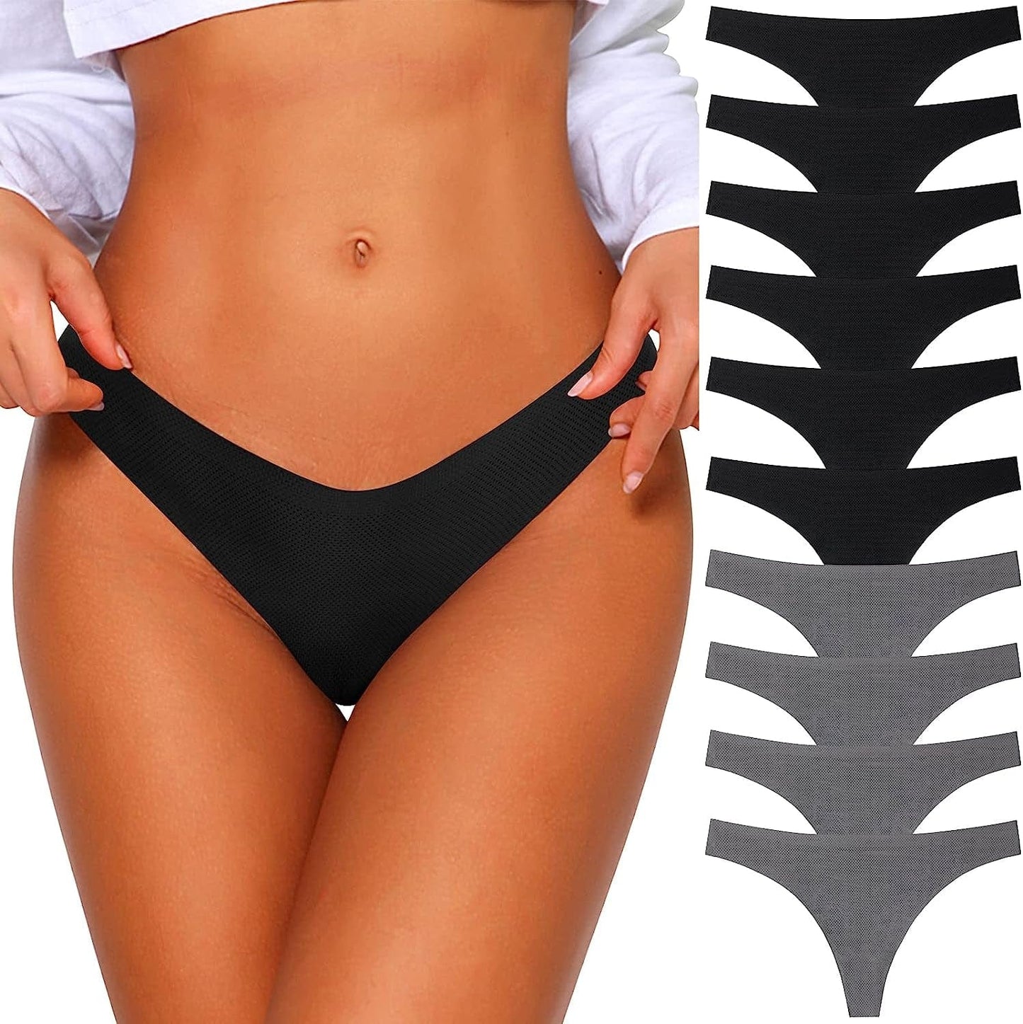 Ceseboo Thongs for Women Cotton Thongs Womens Thongs Panties 10 Pack - Multicolored D / X-Large