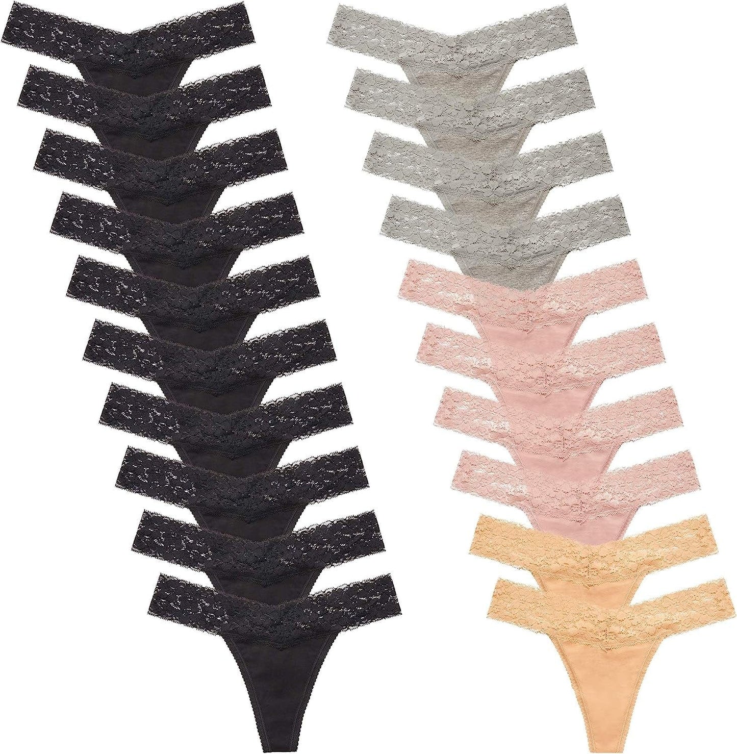 Ceseboo Thongs for Women Cotton Thongs Womens Thongs Panties 20 Pack - Multicolored H / Medium