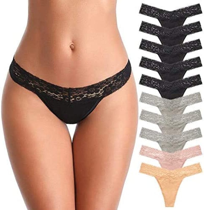Ceseboo Thongs for Women Cotton Thongs Womens Thongs Panties 10 Pack - Multicolored F / Large