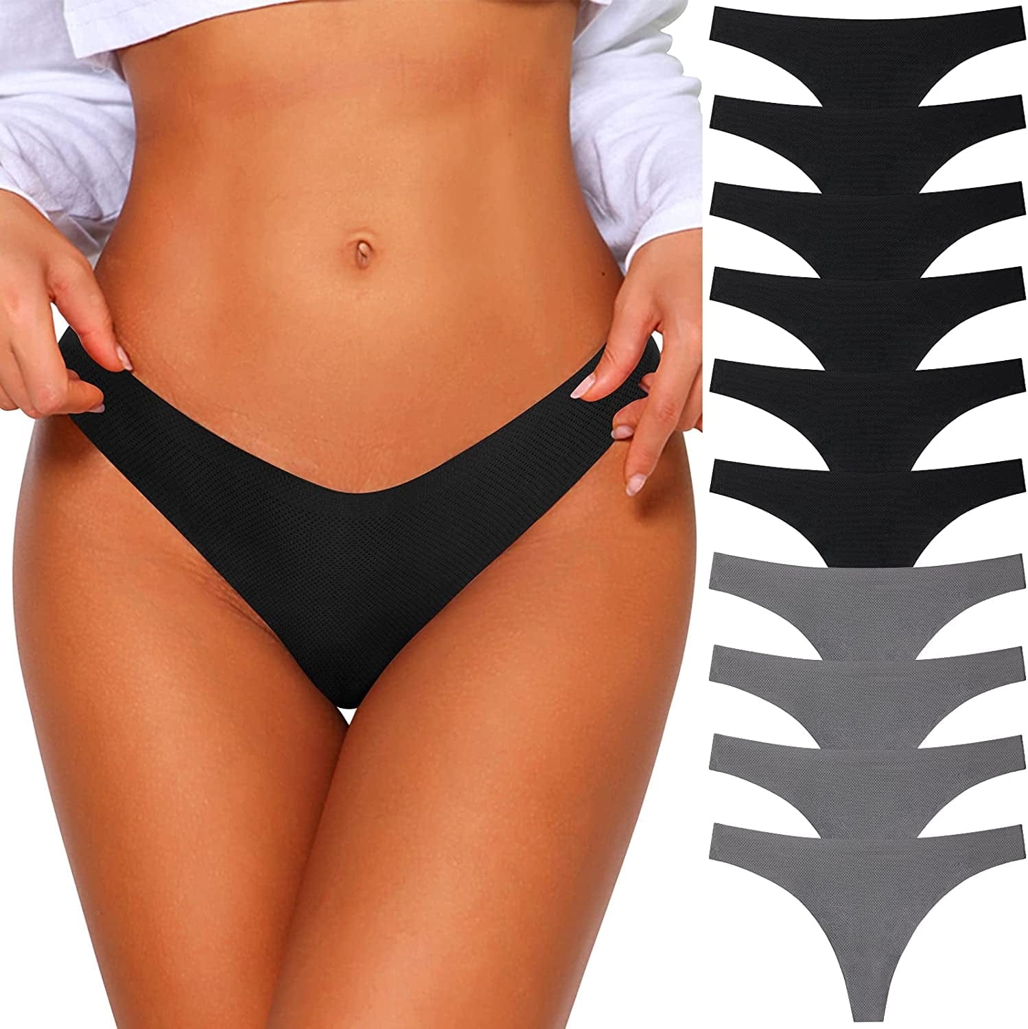 Ceseboo Thongs for Women Cotton Thongs Womens Thongs Panties 10 Pack - Multicolored D / X-Small